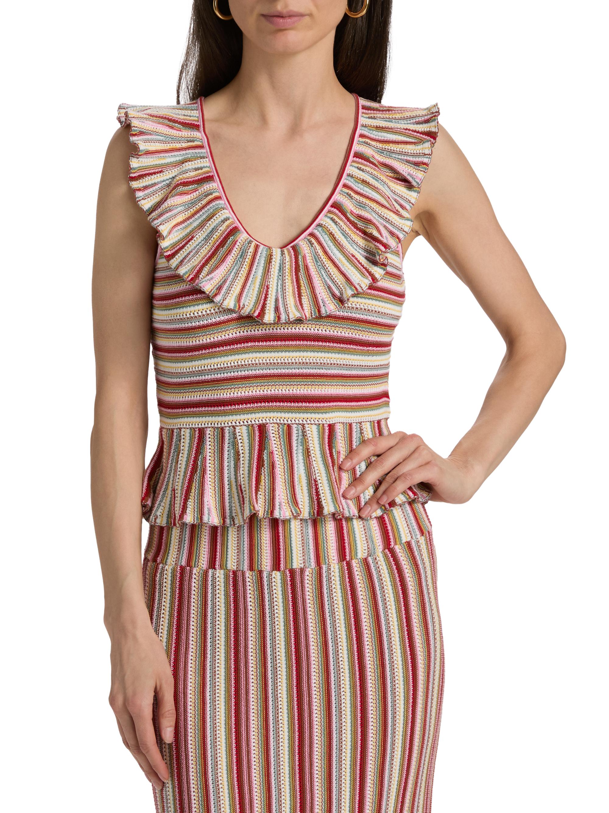 Rails Women's Carmelita Havana Striped Ruffled Cotton Peplum Top - Havana Stripe | Thumbnail 3