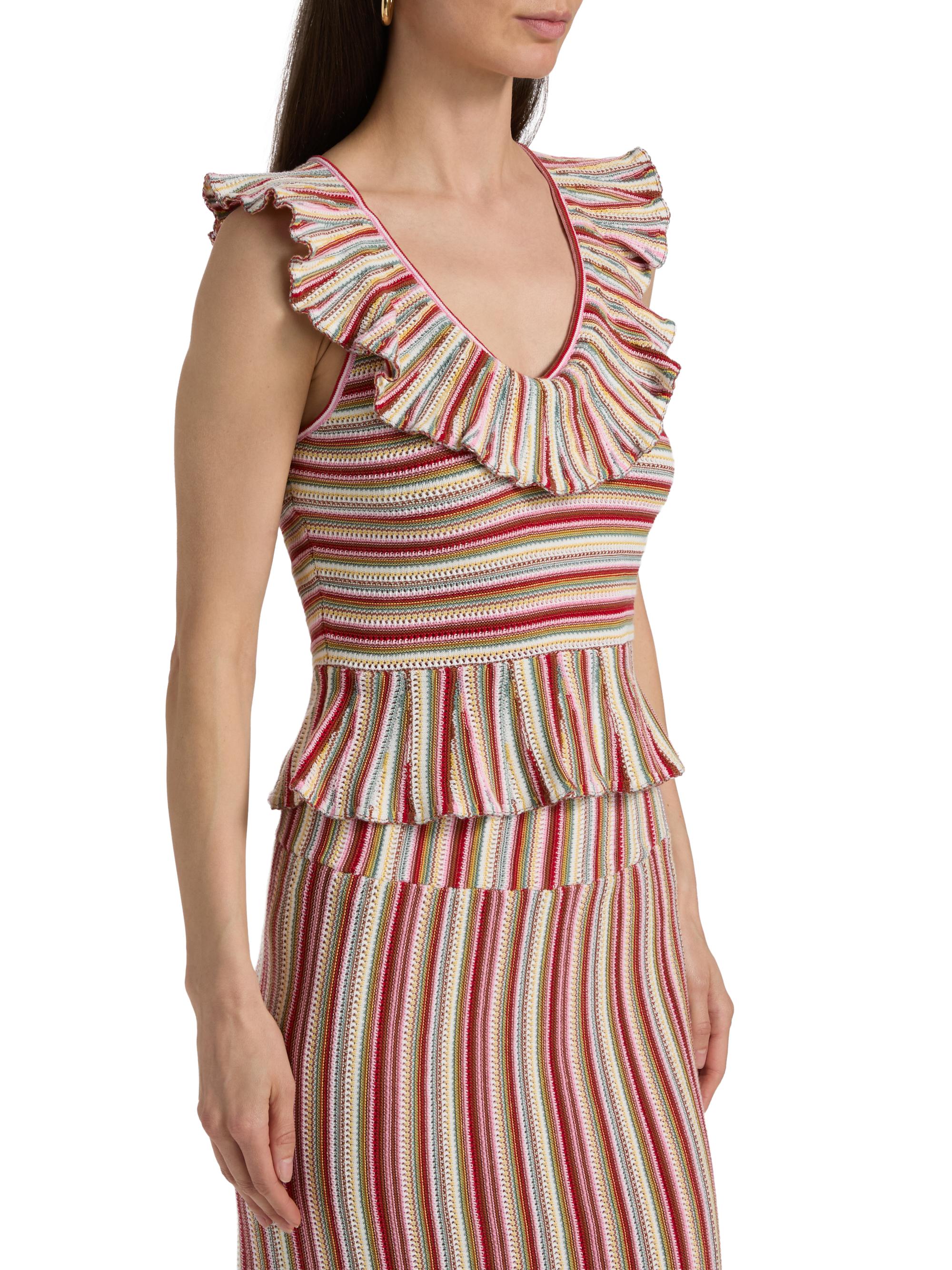 Rails Women's Carmelita Havana Striped Ruffled Cotton Peplum Top - Havana Stripe | Thumbnail 4