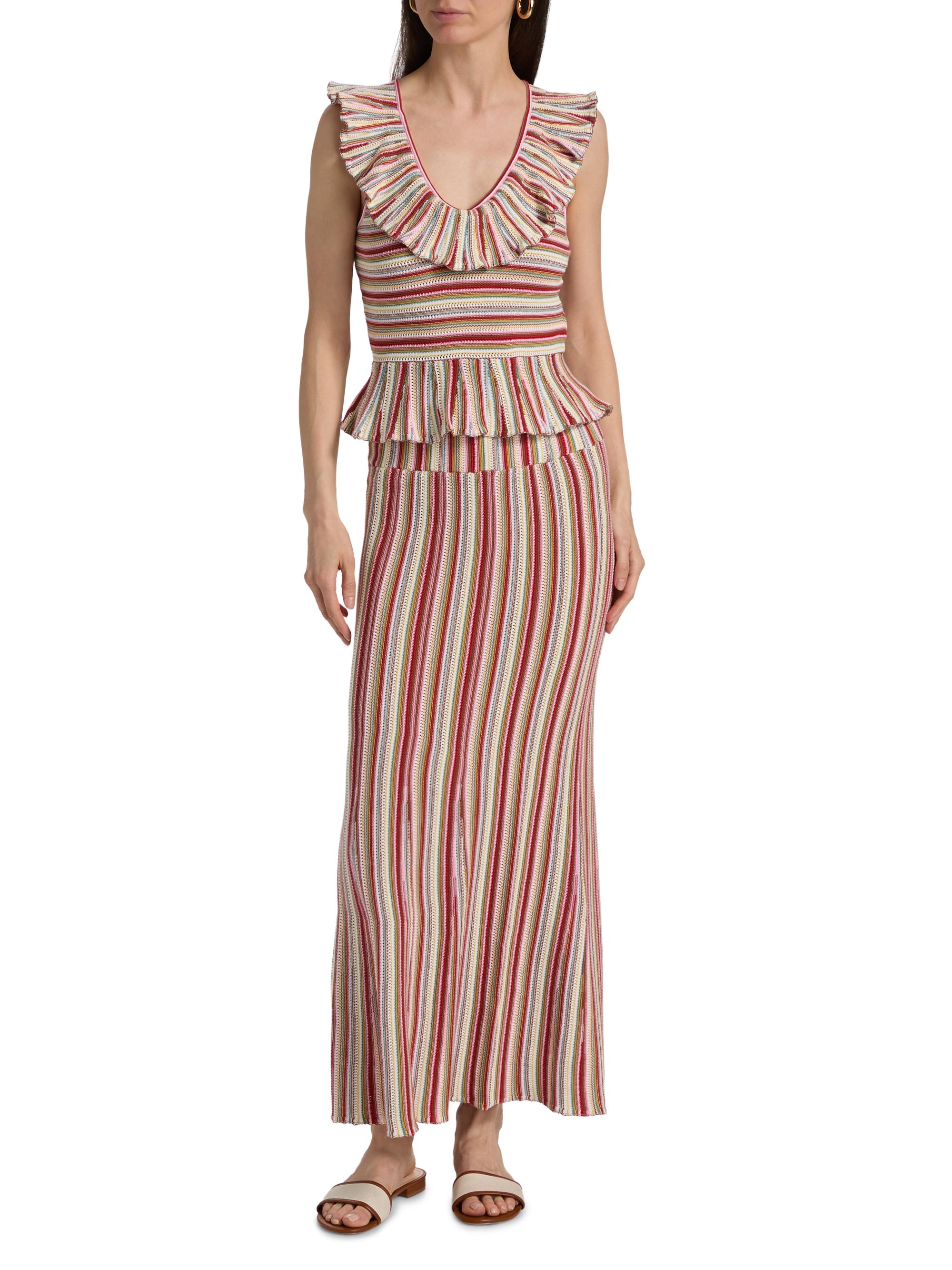 Rails Women's Carmelita Havana Striped Ruffled Cotton Peplum Top - Havana Stripe | Thumbnail 2