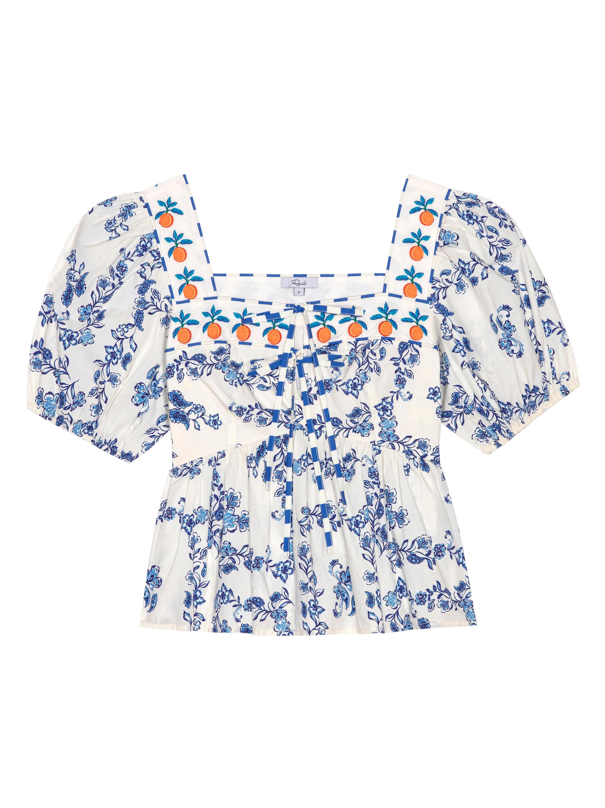 Rails Women's Presley Ceramic Floral Cotton Top - Ceramic Floral