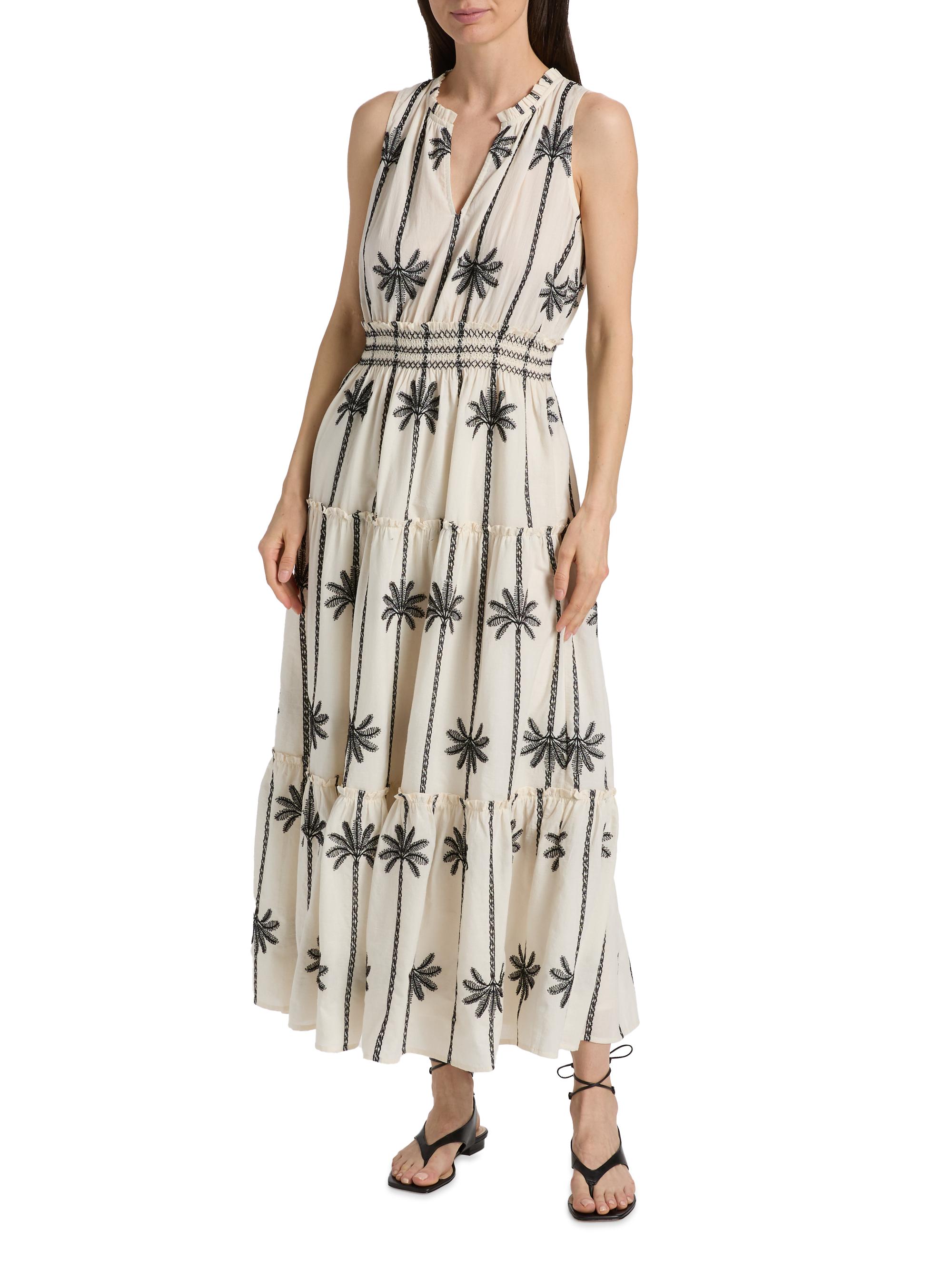 Rails Women's Loulou Embroidered Tiered Cotton Maxi Dress - Embroidered Palms | Thumbnail 3