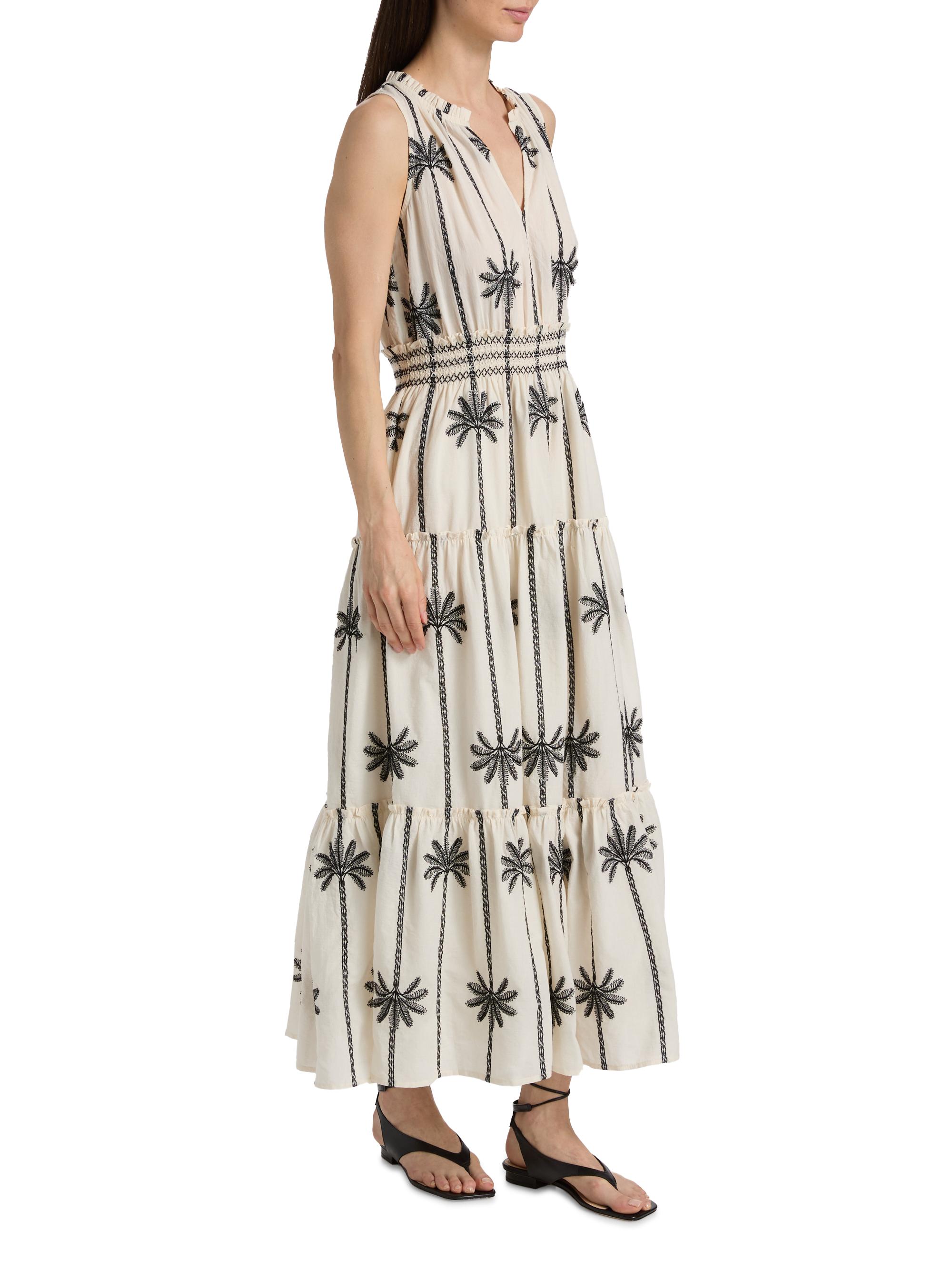 Rails Women's Loulou Embroidered Tiered Cotton Maxi Dress - Embroidered Palms | Thumbnail 4