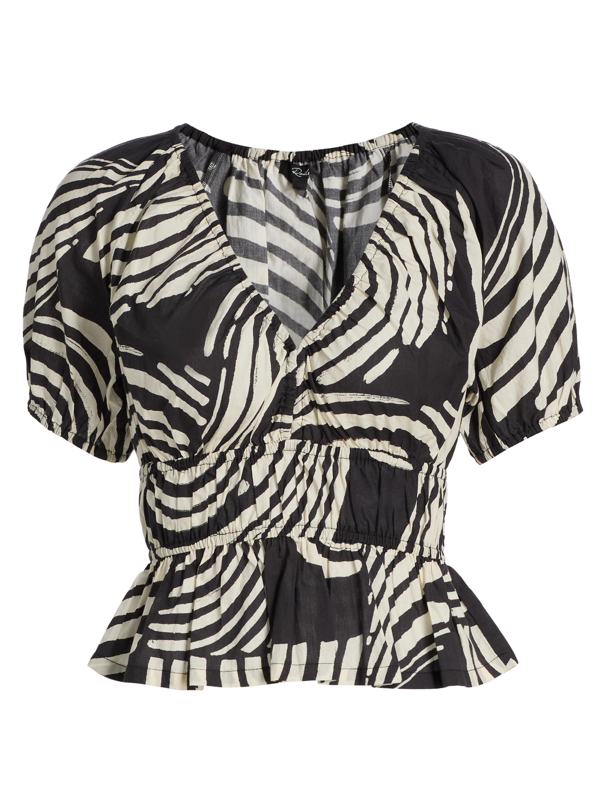 Rails Women's Argenta Printed Cotton Peplum Top - Onyx Waves
