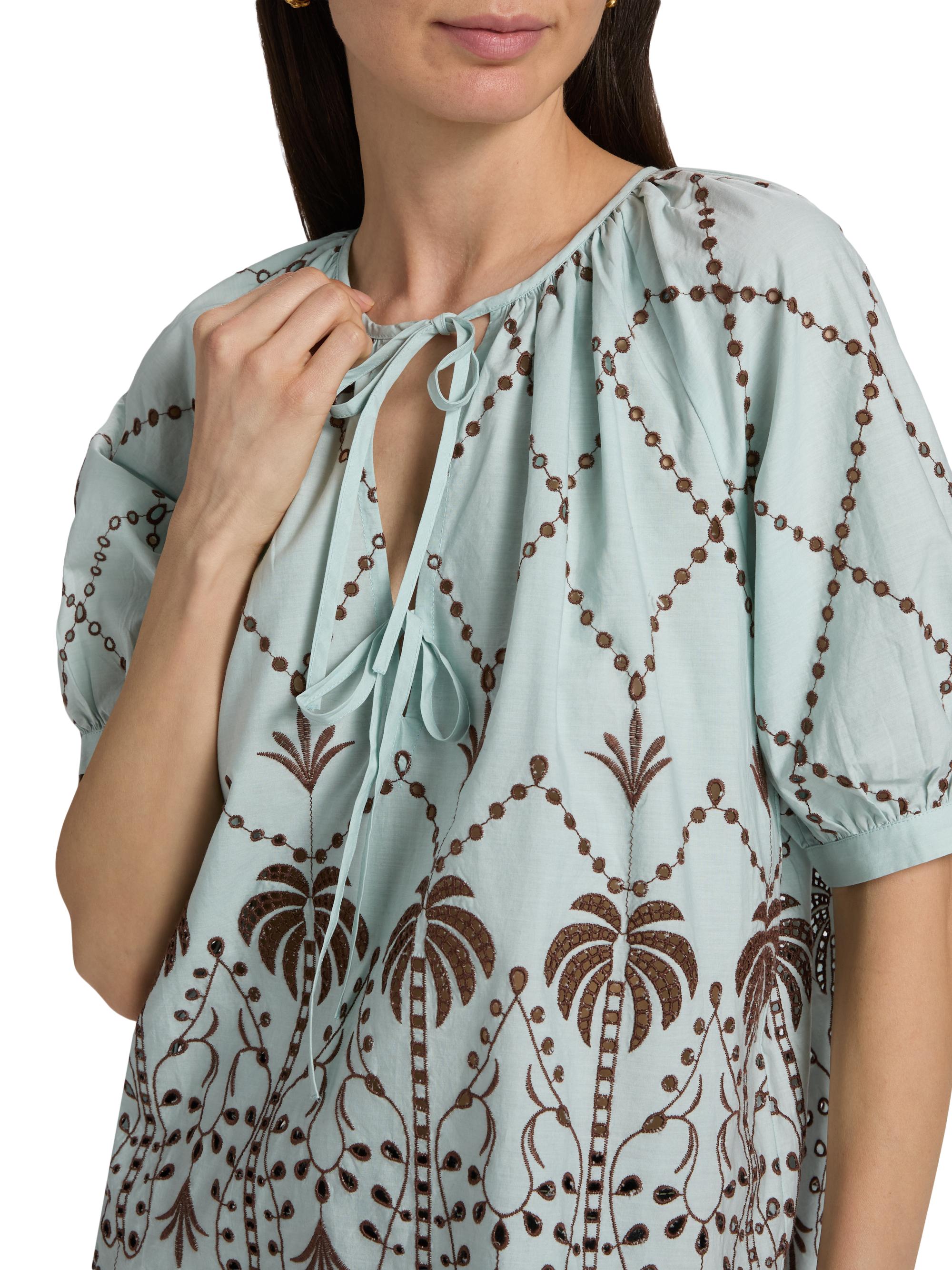 Rails Women's Catalene Embroidered Cotton Top - Ocean Palms Embroidery | Thumbnail 6