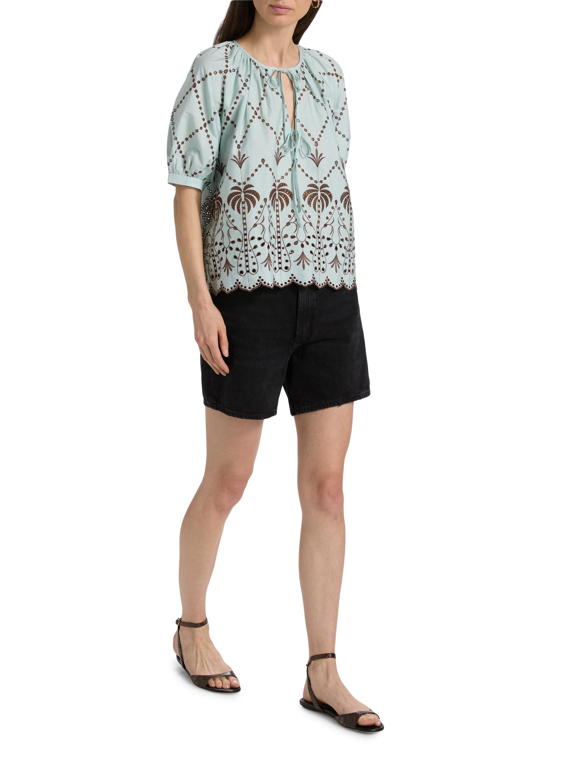 Rails Women's Catalene Embroidered Cotton Top - Ocean Palms Embroidery | Thumbnail 2
