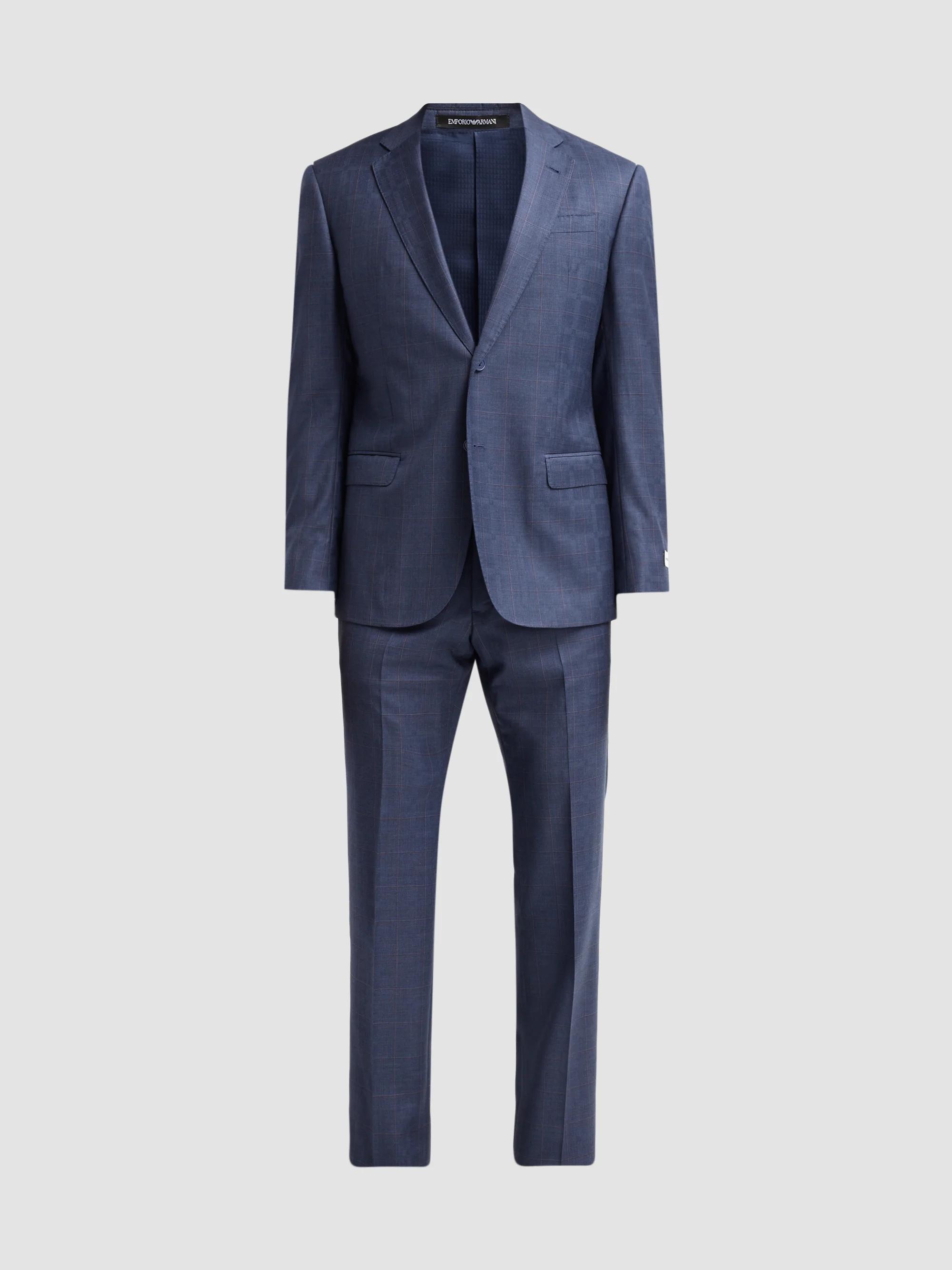 Emporio Armani Windowpane Plaid Single-Breasted Wool Suit | Saks