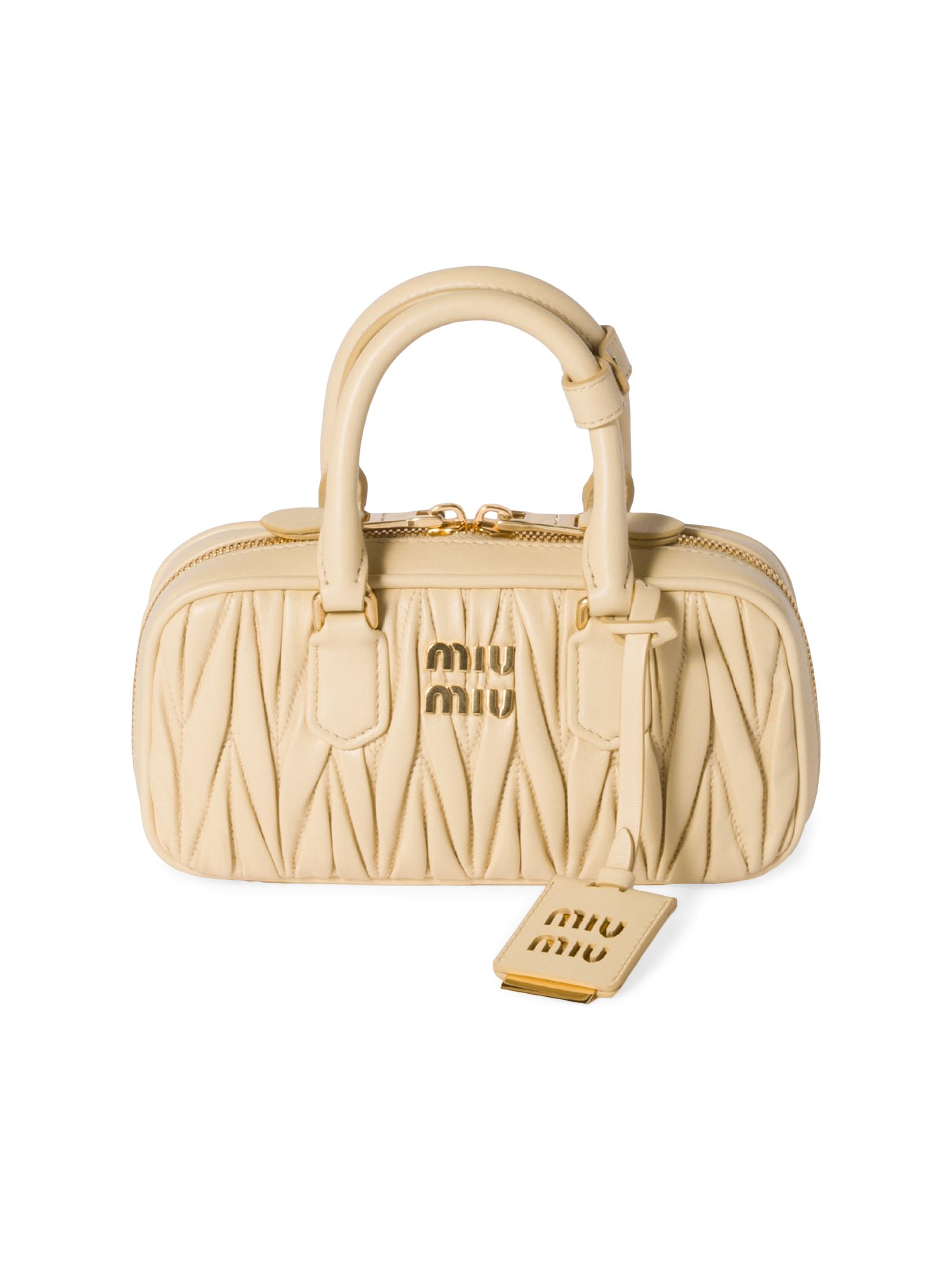 Miu Miu Women's Arcadie Matelasse Nappa Leather Mini Top Handle Bag - Beige