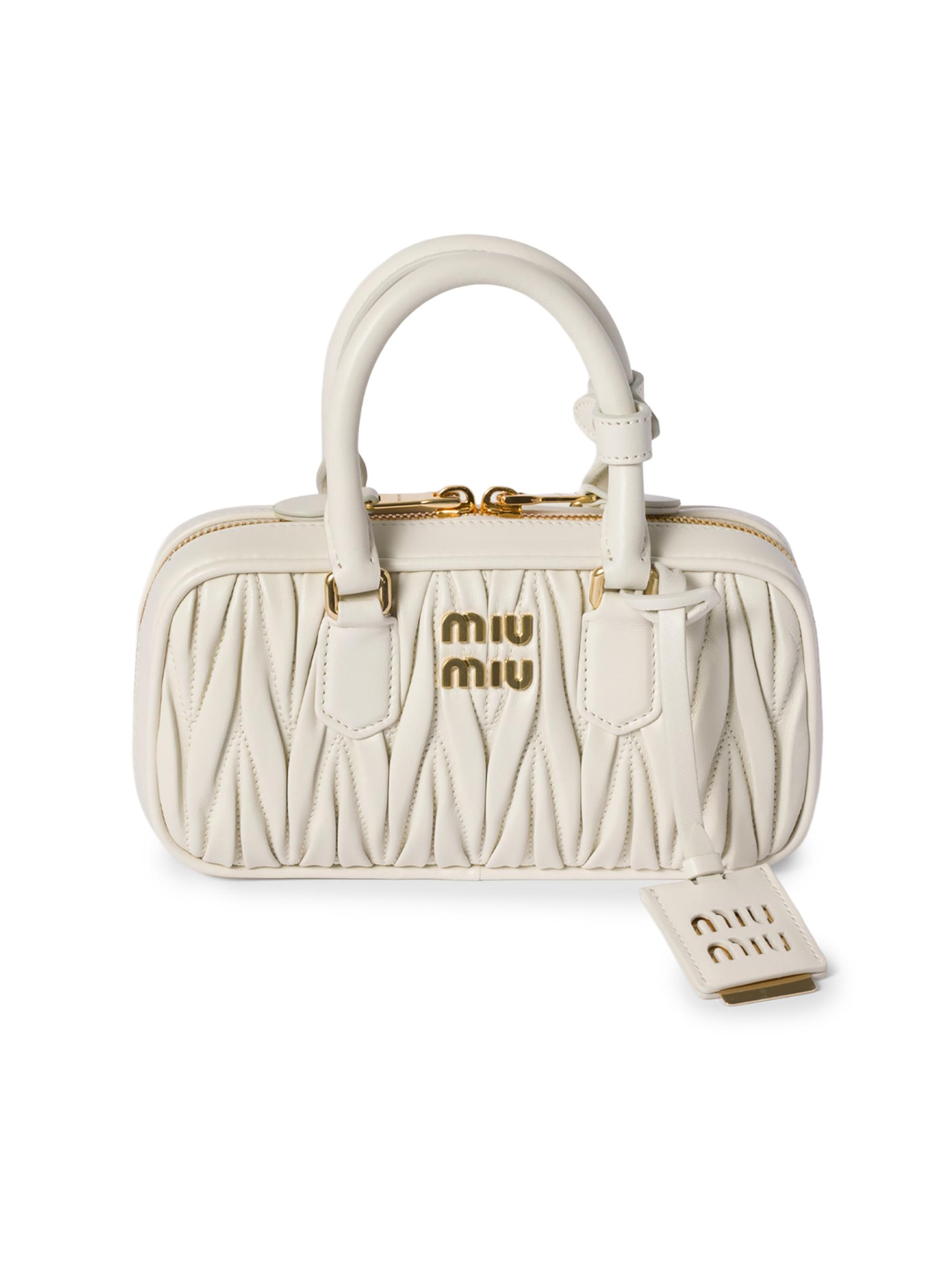 Miu Miu Women's Arcadie Matelasse Nappa Leather Mini Top Handle Bag - White