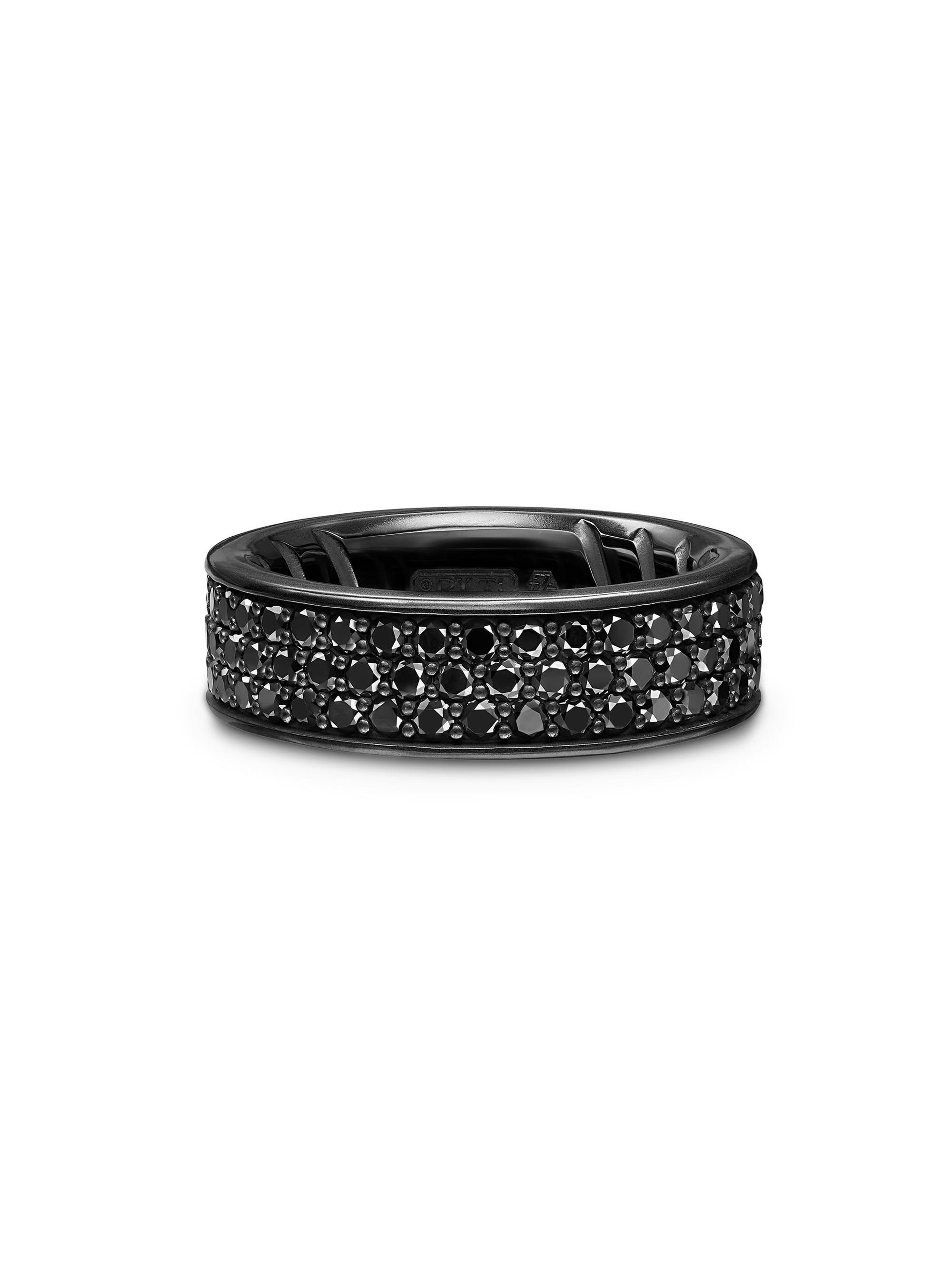 David Yurman Men's Streamline Band Ring in Black Titanium - Black Diamond