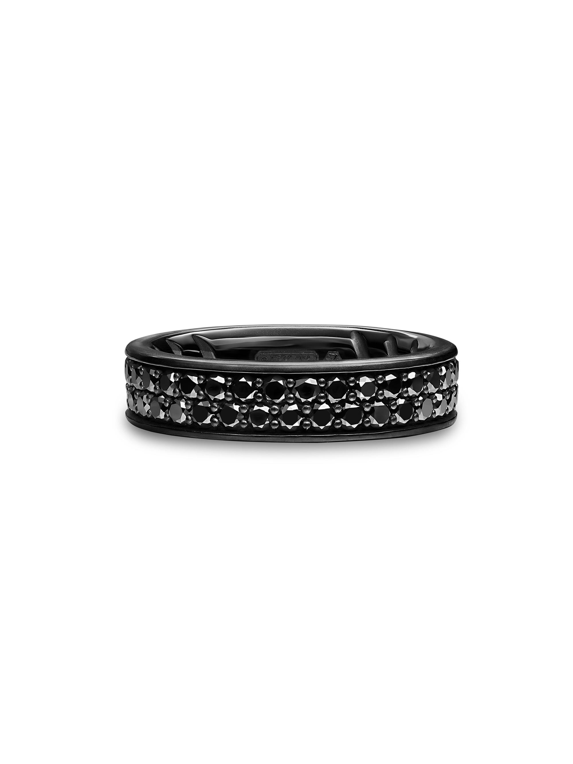 David Yurman Men's Streamline Band Ring in Black Titanium - Black Diamond