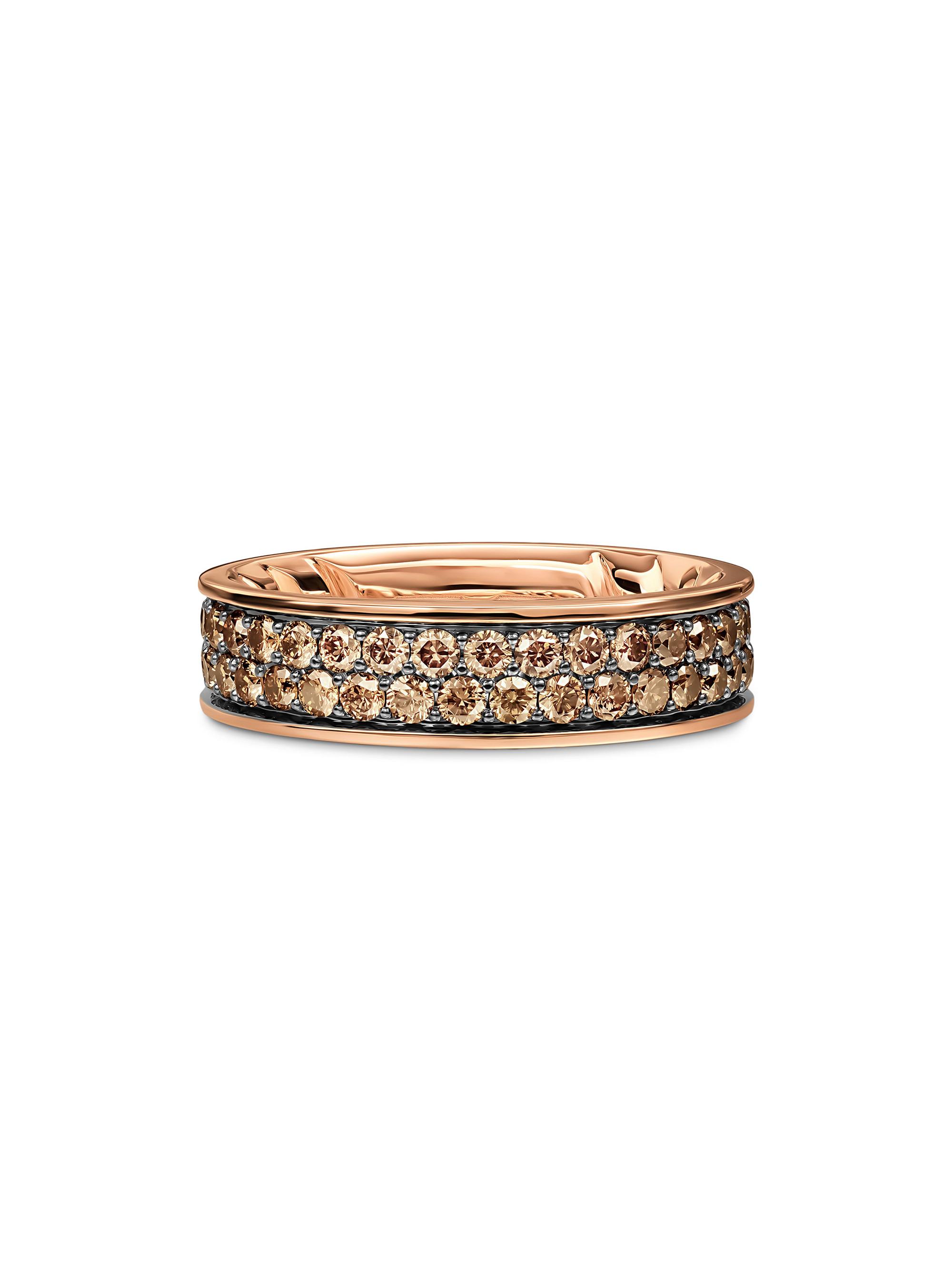 David Yurman Men's Streamline Band Ring in 18K Rose Gold - Cognac Diamond