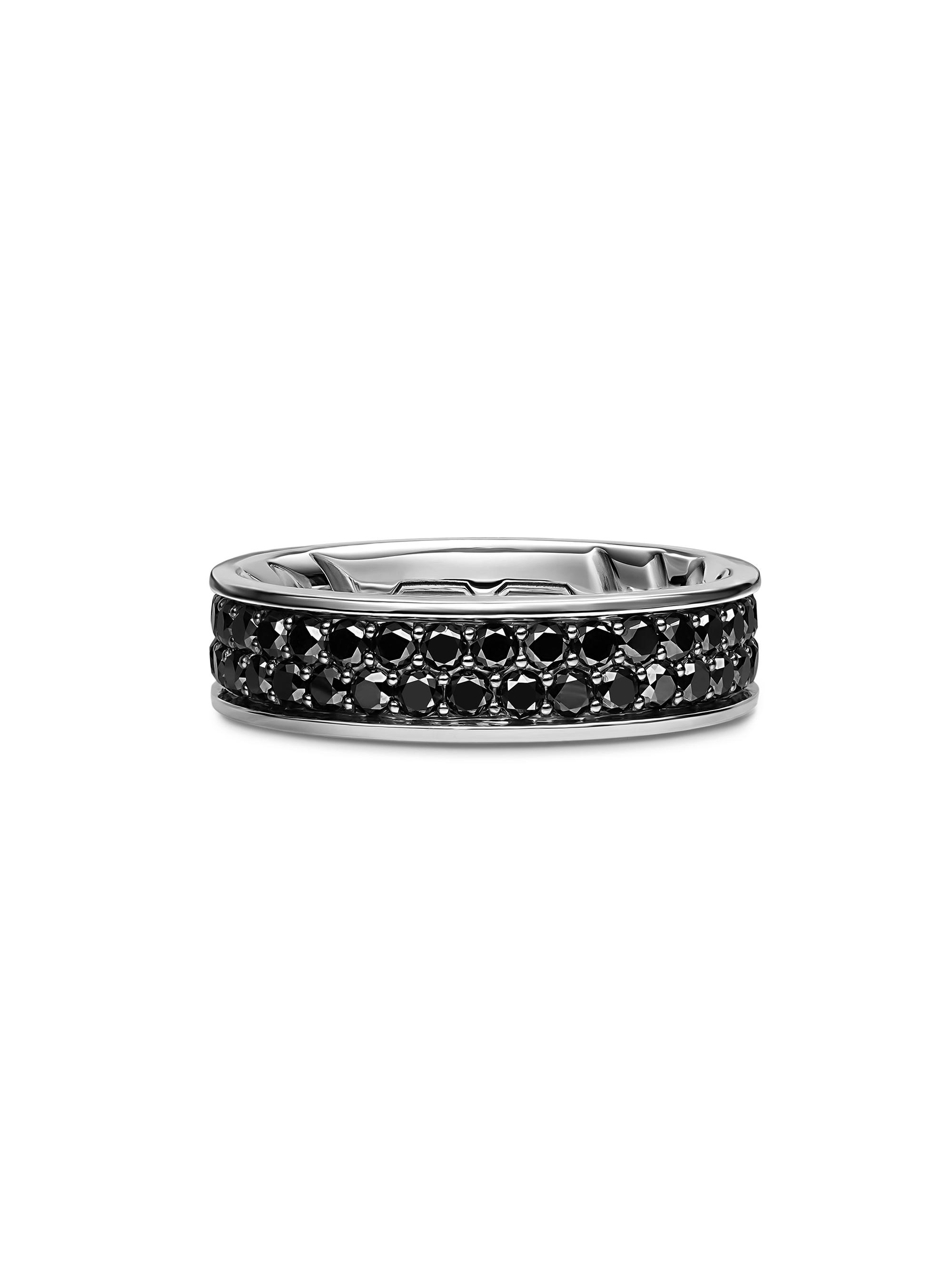 David Yurman Men's Streamline Band Ring in Sterling Silver - Black Diamond