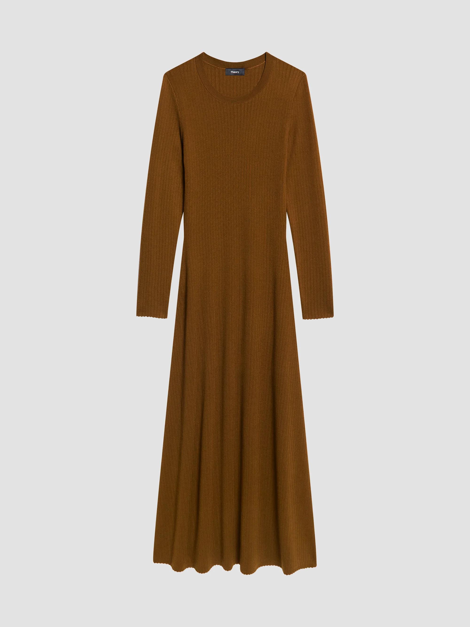 Theory Gathered Tie-Waist Midi-Dress