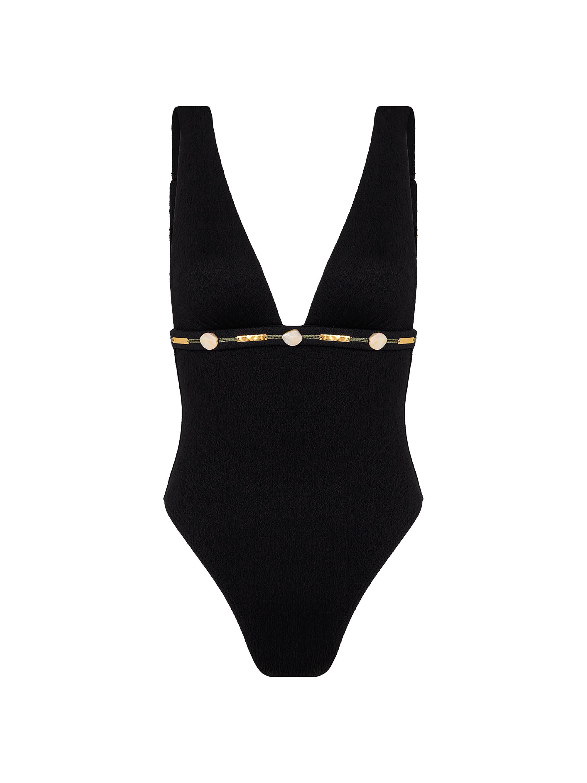 ViX by Paula Hermanny Women's Edith Embellished Brazilian-Cut One-Piece Swimsuit - Black