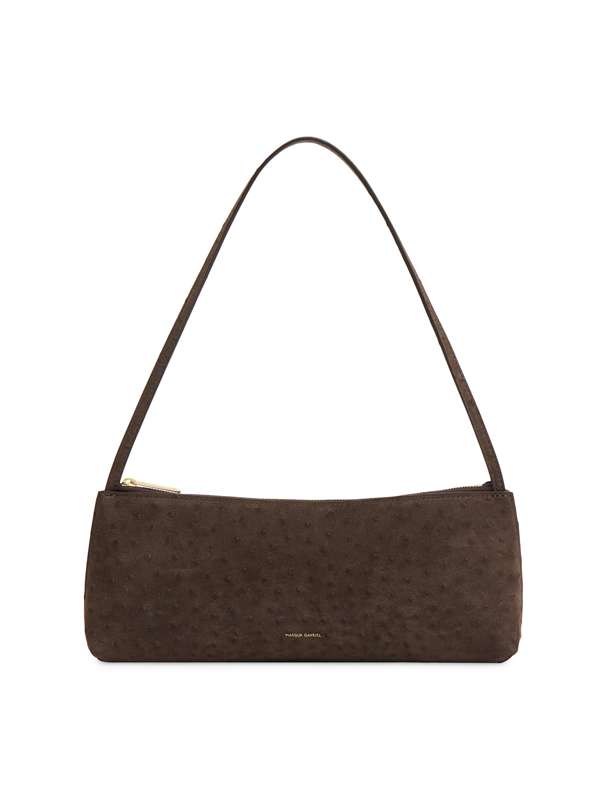 Mansur Gavriel Women's Gaia Ostrich-Embossed Leather Baguette Bag - Ebony