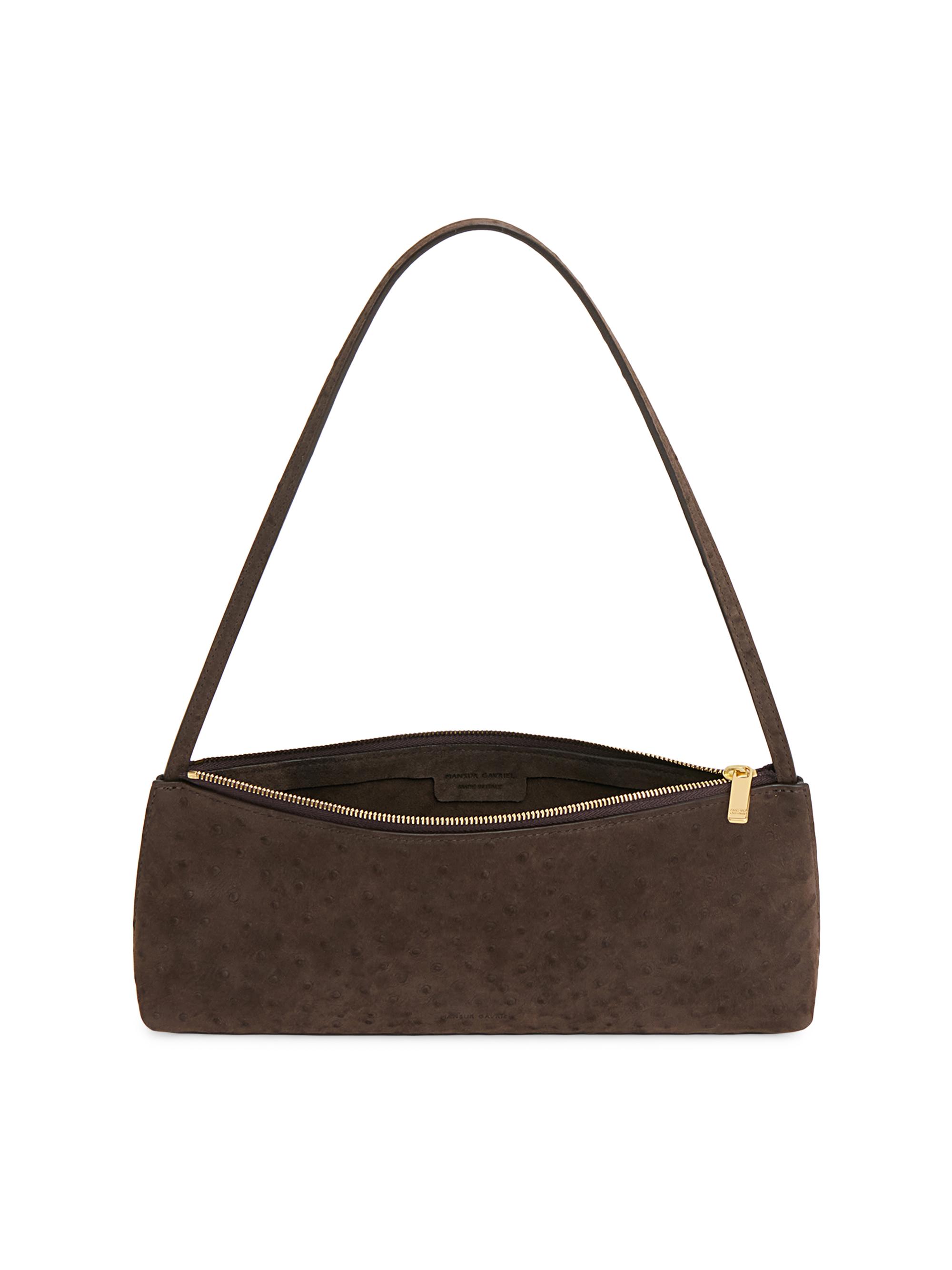 Mansur Gavriel Women's Gaia Ostrich-Embossed Leather Baguette Bag - Ebony | Thumbnail 3