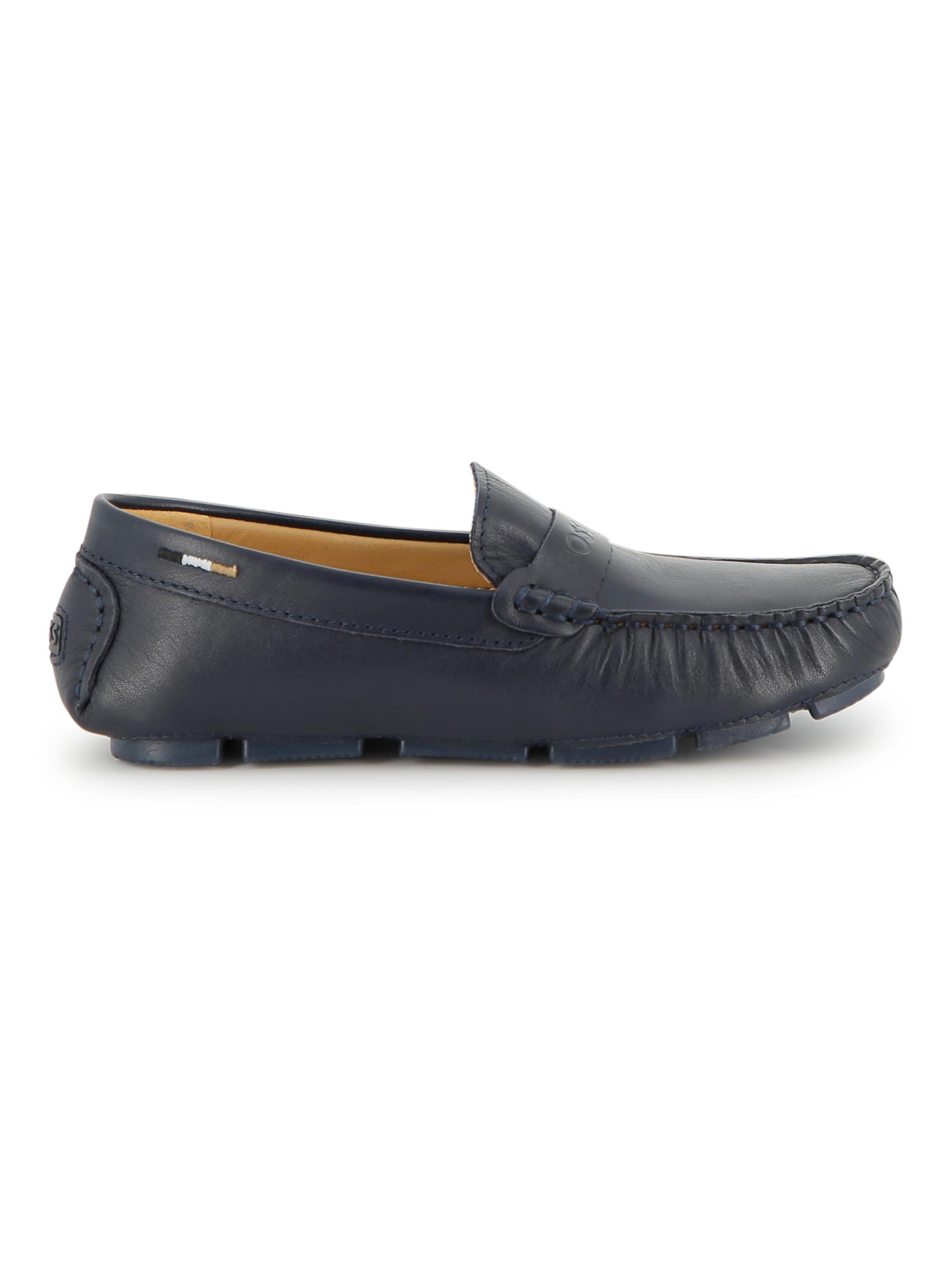 BOSS Boy's Leather Loafers - Electric Blue 3.5 (Child)