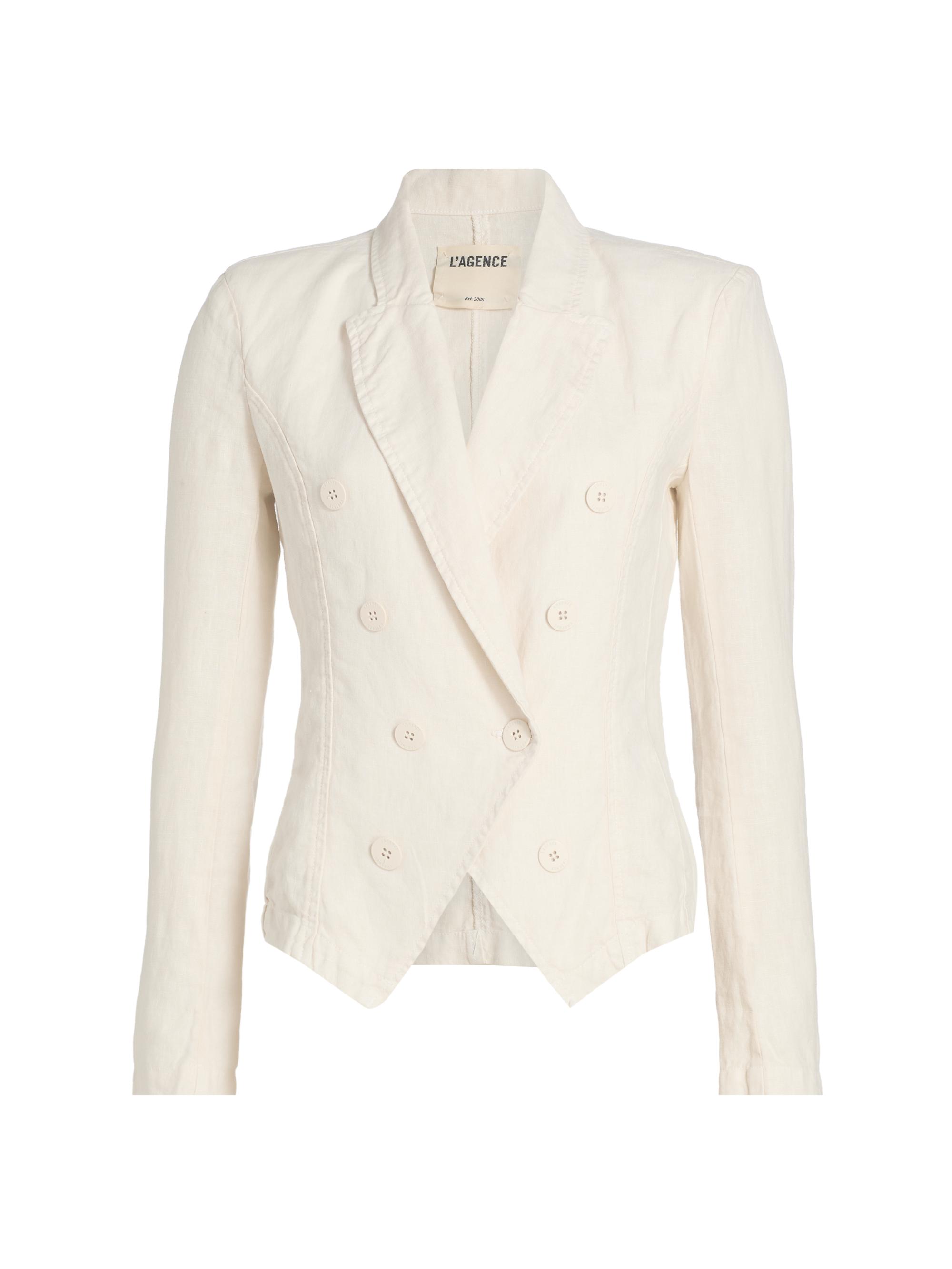 L'AGENCE Women's Emerson Structured Linen Blazer - Vintage White