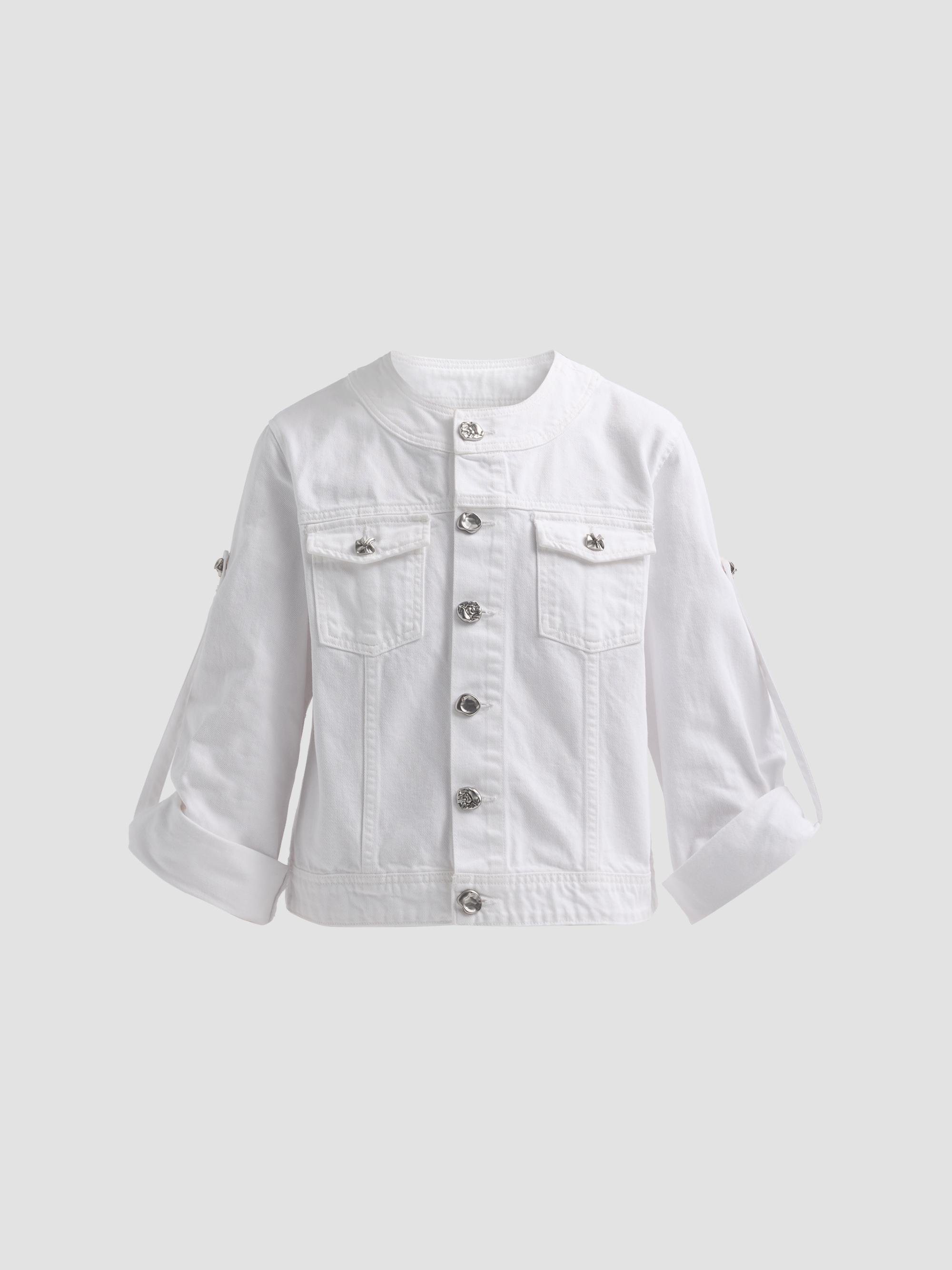 L'AGENCE Women's Anouk Denim Collarless Jacket - Blanc