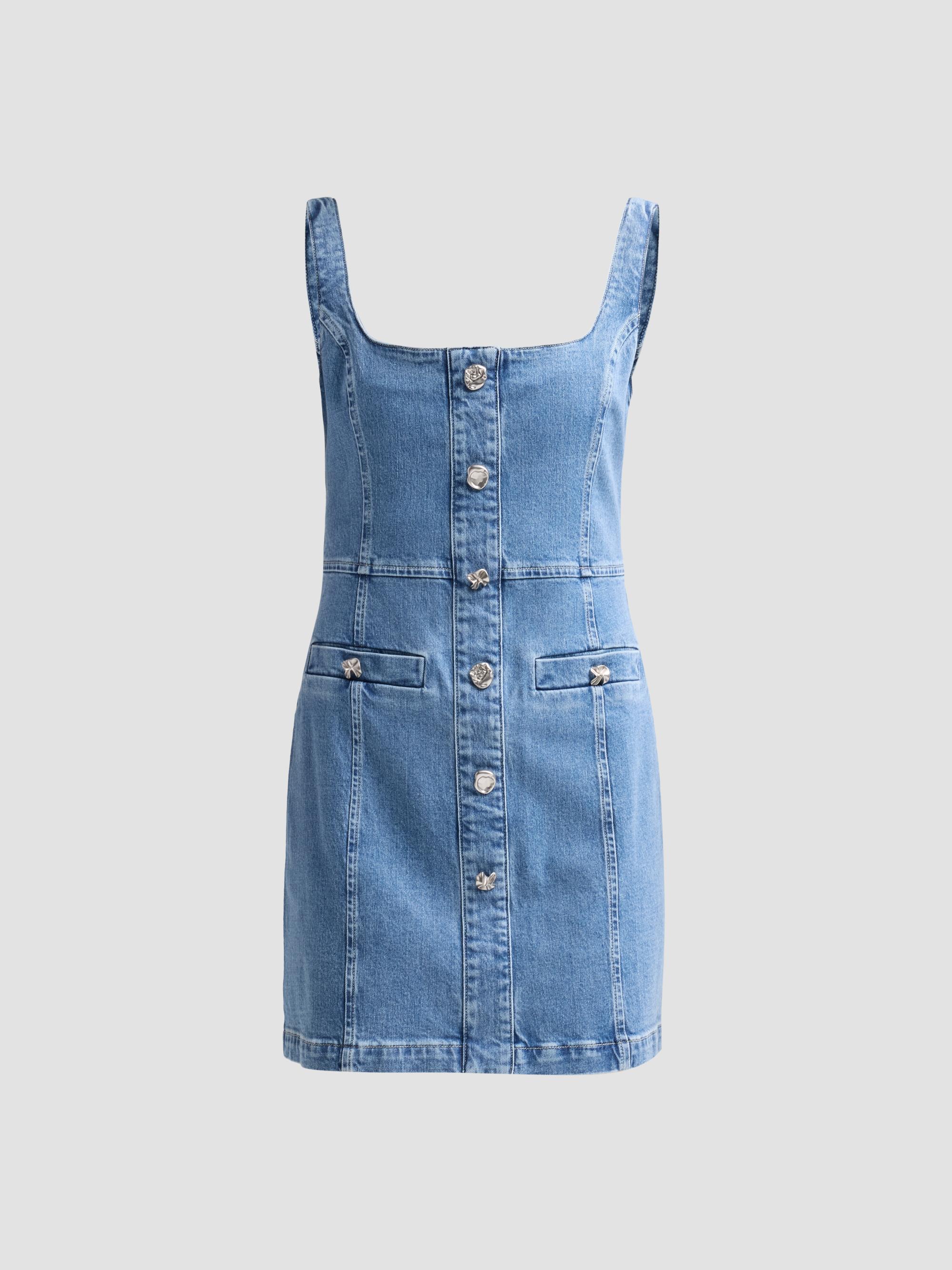 saks denim dress SIMKHAI Women's Clarissa Denim A-Line Midi-Dress - Del Mar
