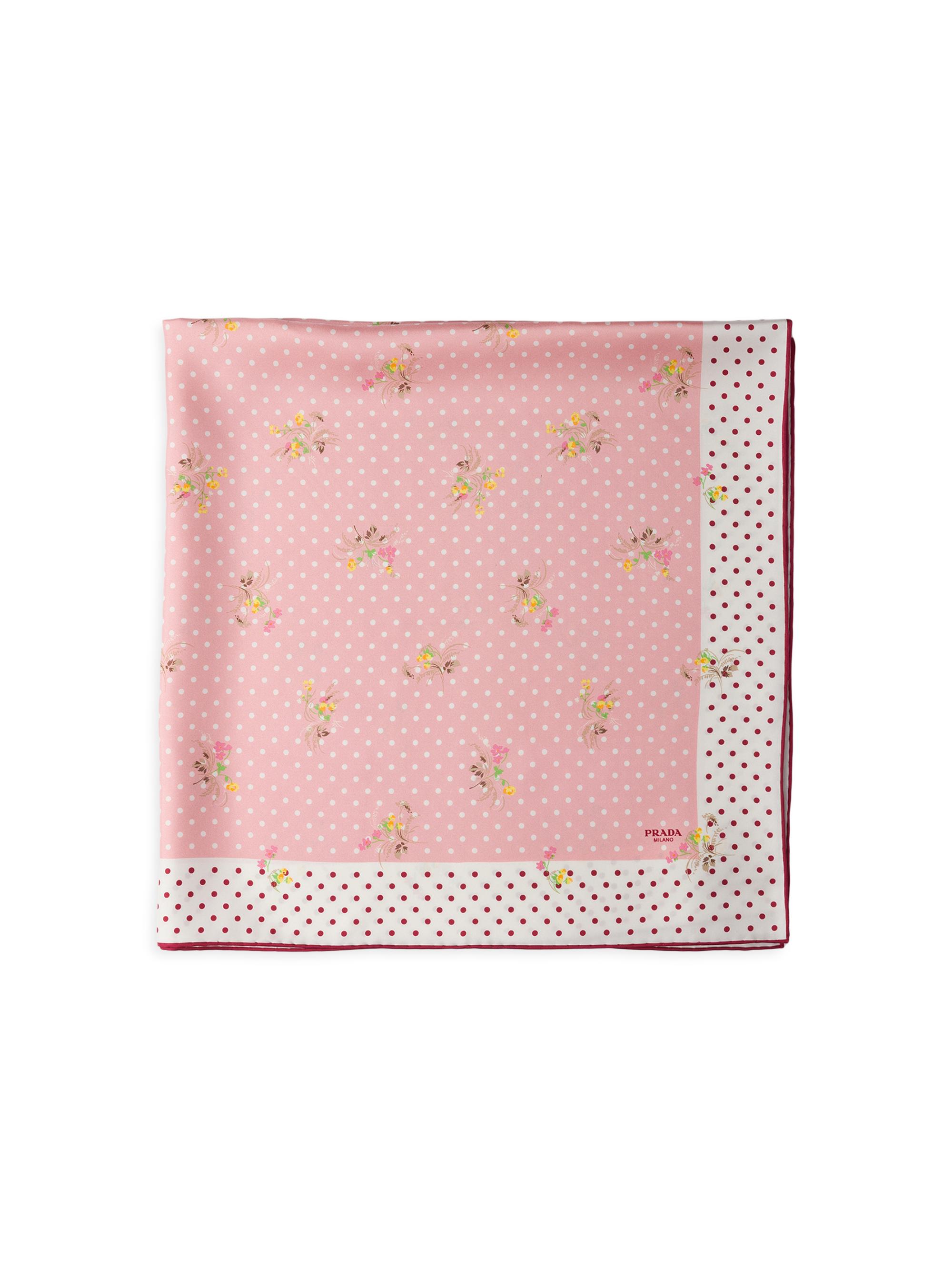 Prada Women's Printed Silk Twill Scarf - Pink