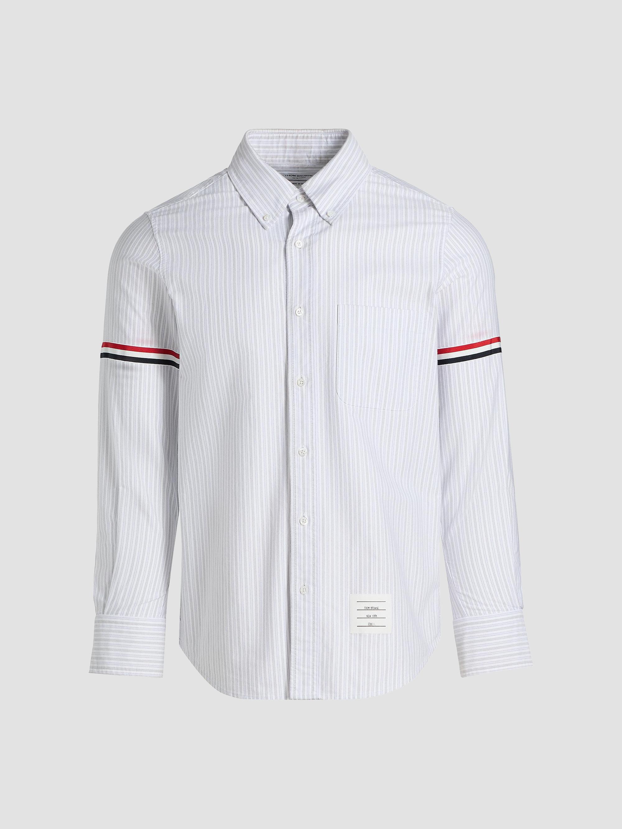 Thom Browne Straight-Fit Button-Down Stripe Long Sleeve Shirt