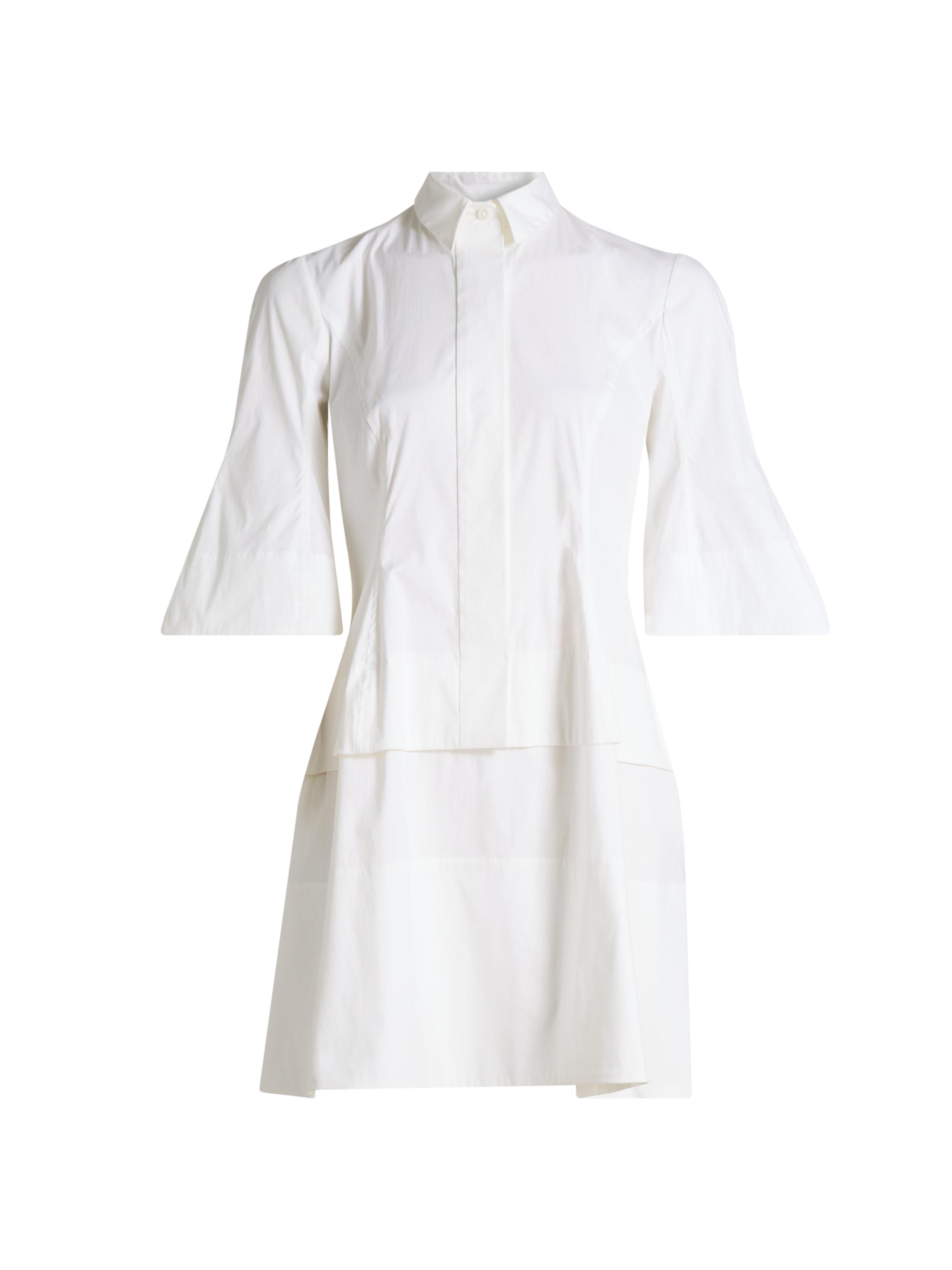 Lela Rose Women's Poplin Flare-Sleeve Shirtdress - White