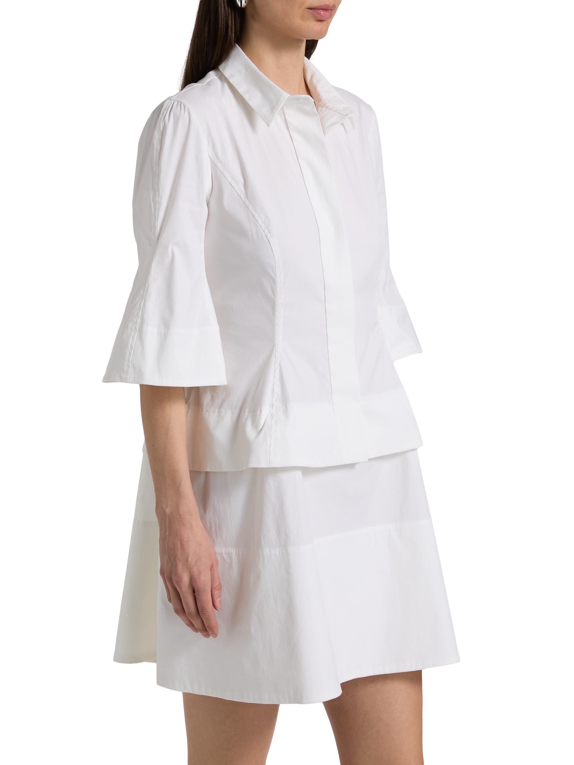 Lela Rose Women's Poplin Flare-Sleeve Shirtdress - White | Thumbnail 4