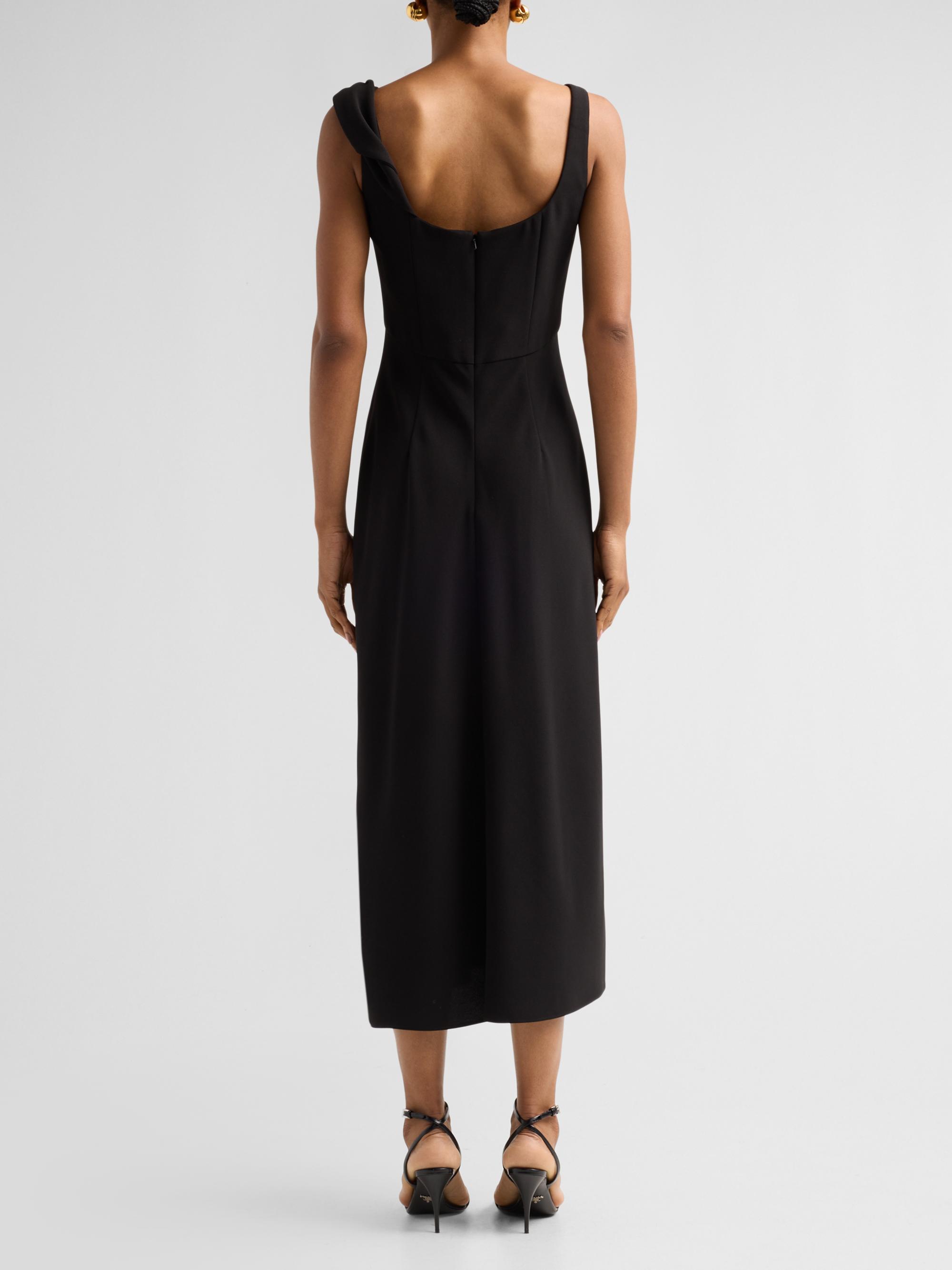 Lela Rose Women's Peony-Embroidered Twist Midi Dress - Black | Thumbnail 3