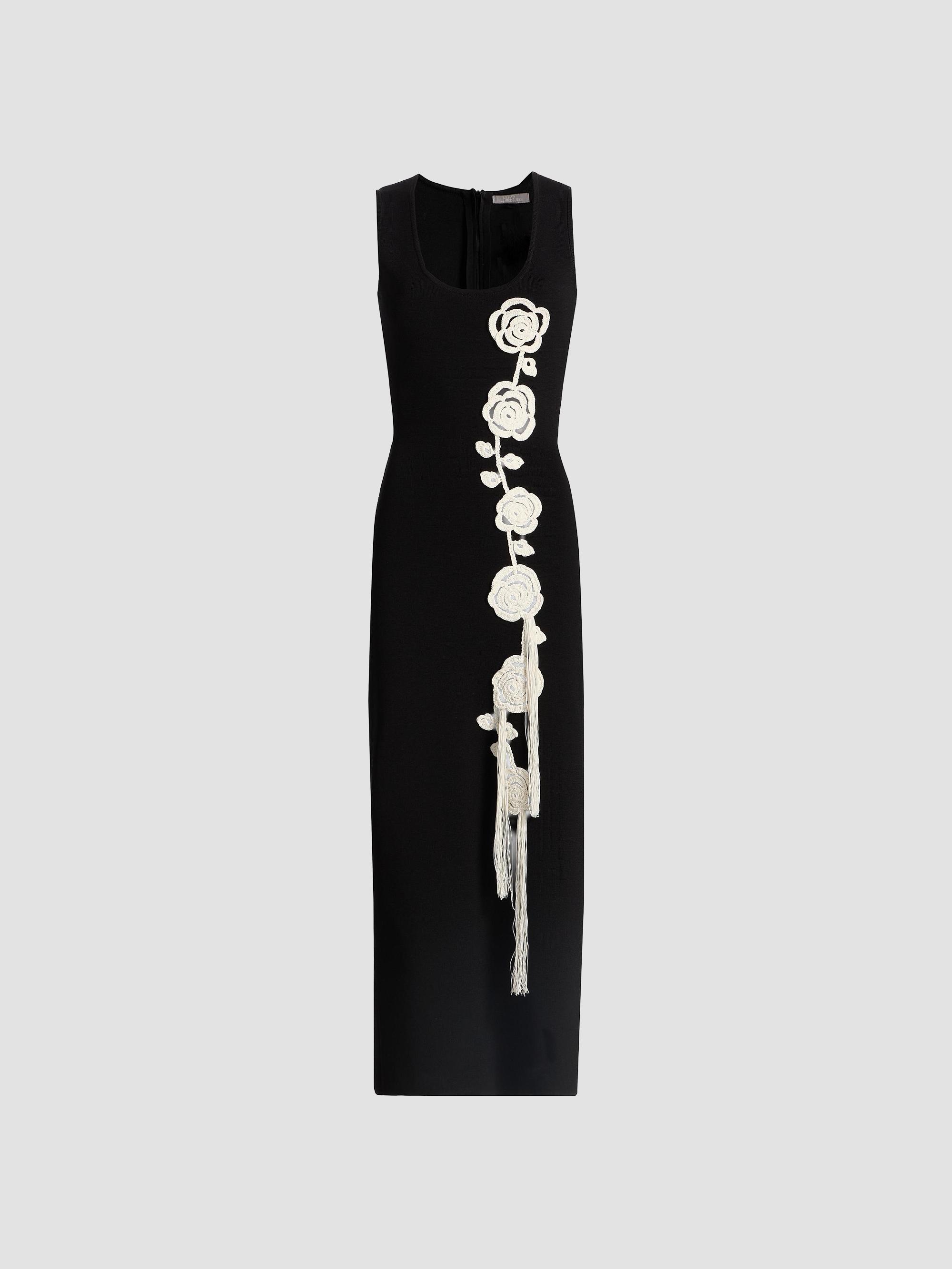 Lela Rose Women's Crochet Appliqué Midi-Dress - Black - Women's Clothing