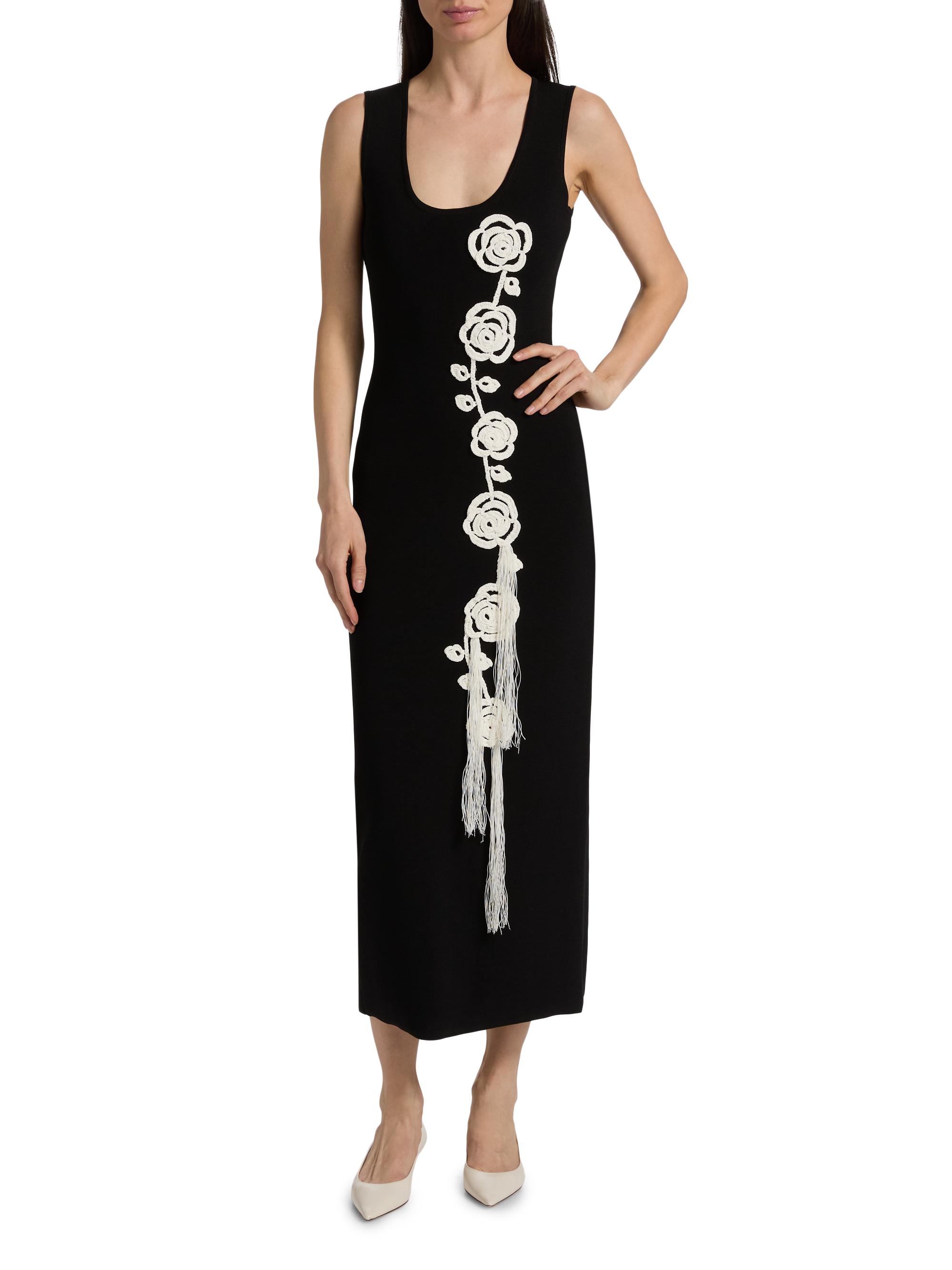 Lela Rose Crochet Appliqué Midi-Dress | Saks Fifth Avenue