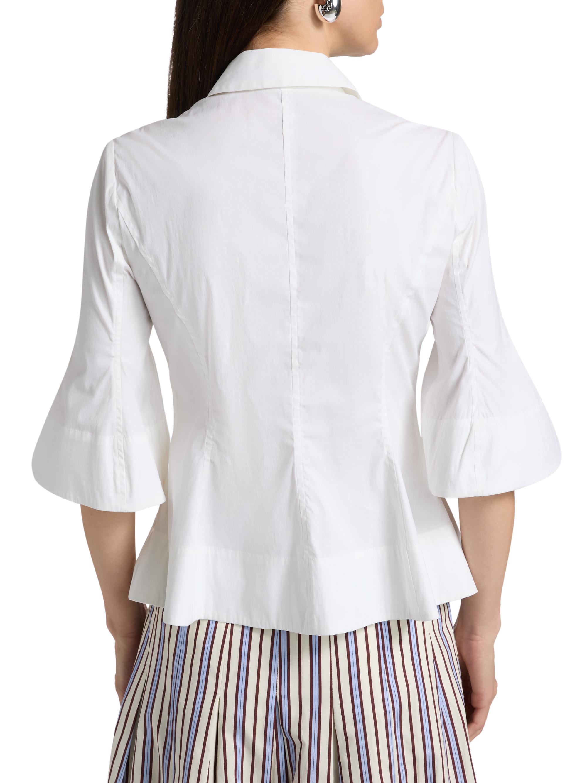 Lela Rose Women's Cotton-Blend Poplin Bell-Sleeve Top - White | Thumbnail 5