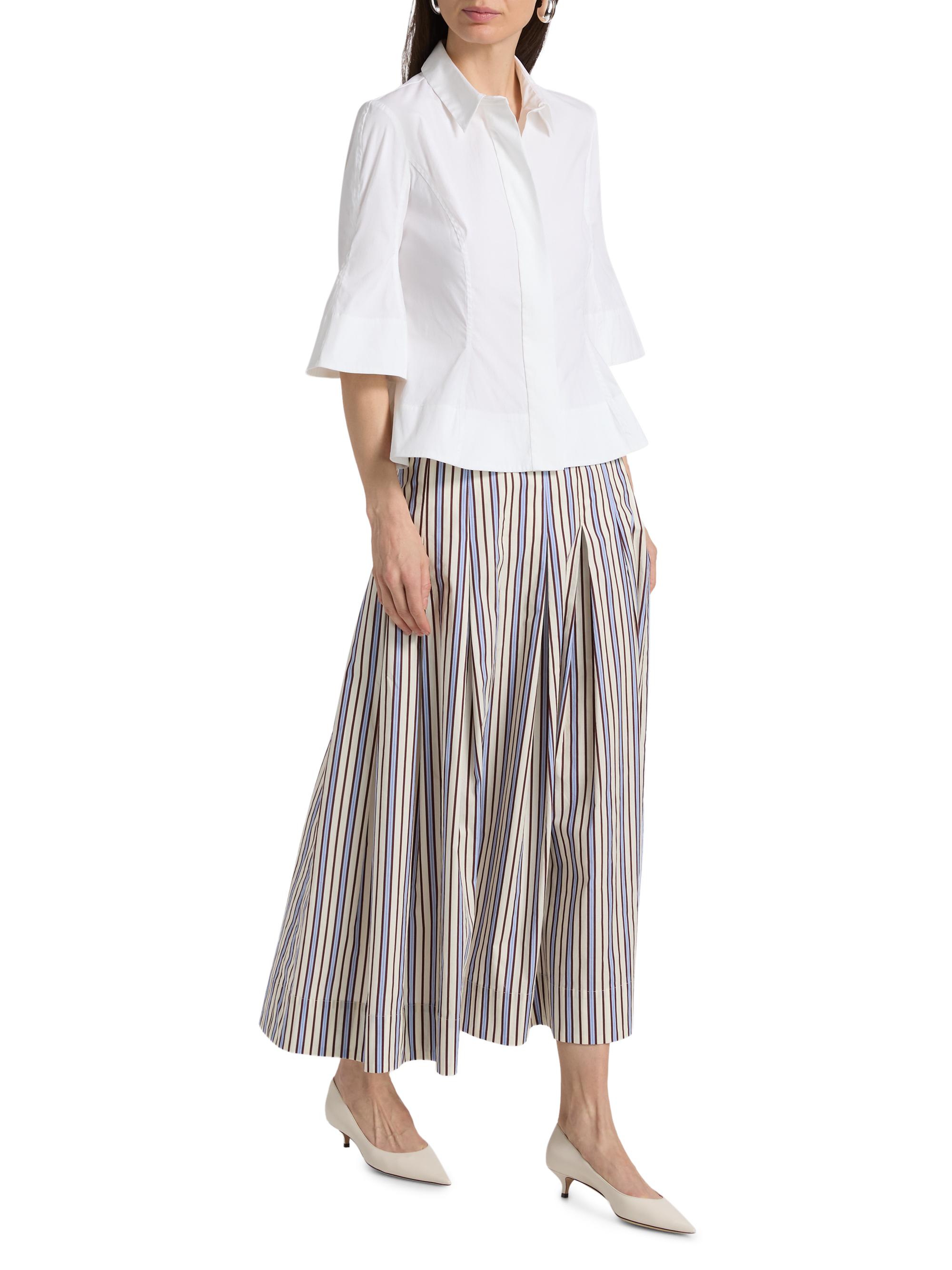 Lela Rose Women's Cotton-Blend Poplin Bell-Sleeve Top - White | Thumbnail 2