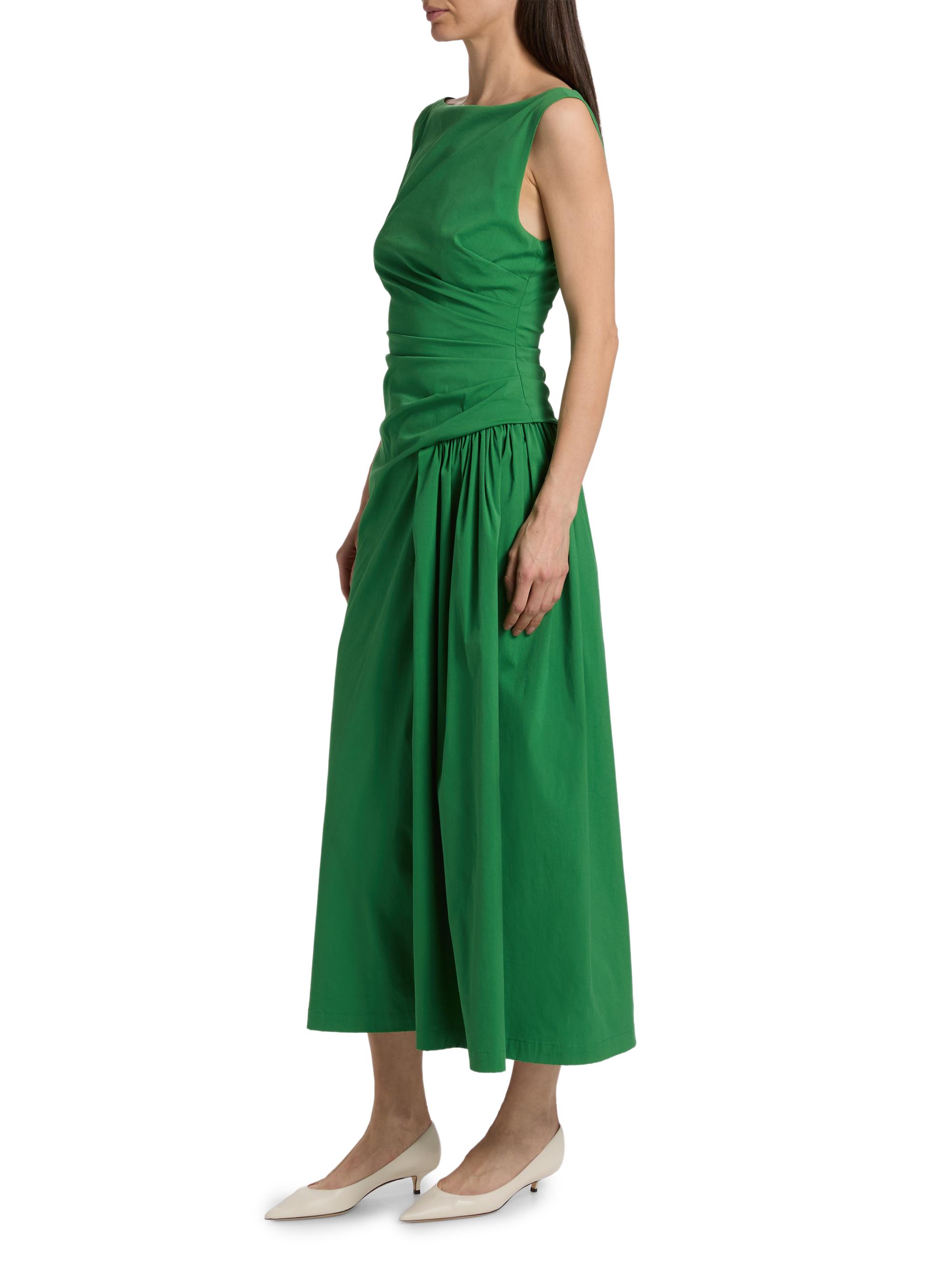 Lela Rose Women's Poplin Cotton-Blend Flounce Midi-Dress - Fern | Thumbnail 4