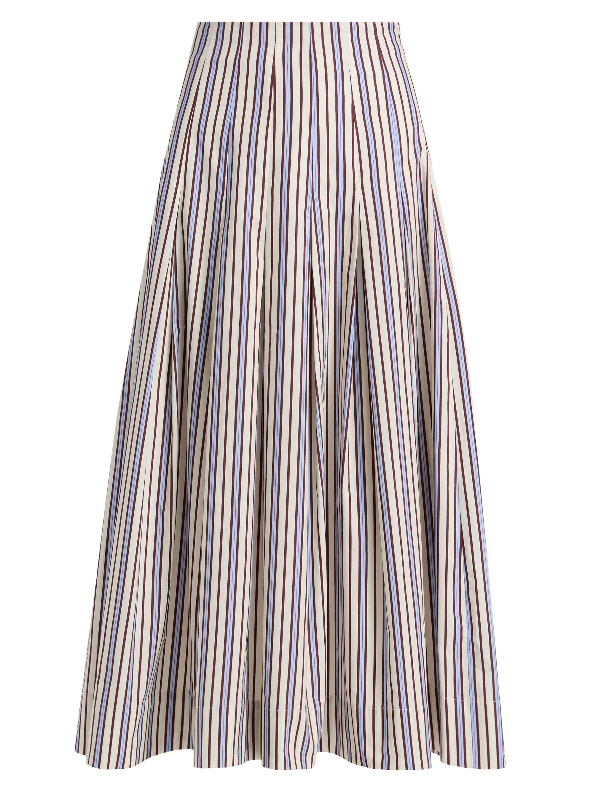 Lela Rose Women's Striped Poplin Cotton Midi-Skirt - Cream Multi