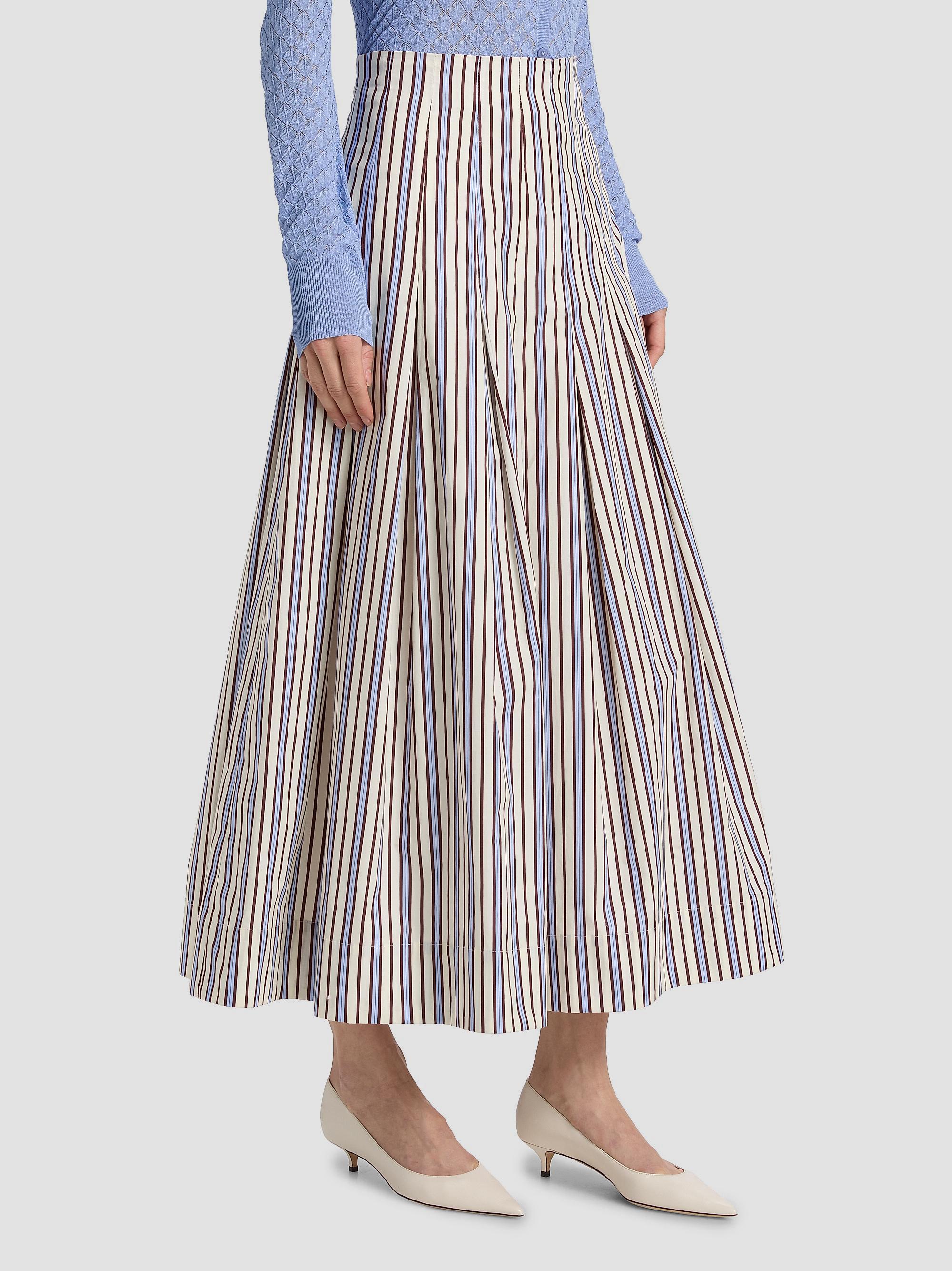 Lela Rose Striped Poplin Cotton Midi-Skirt | Saks Fifth Avenue