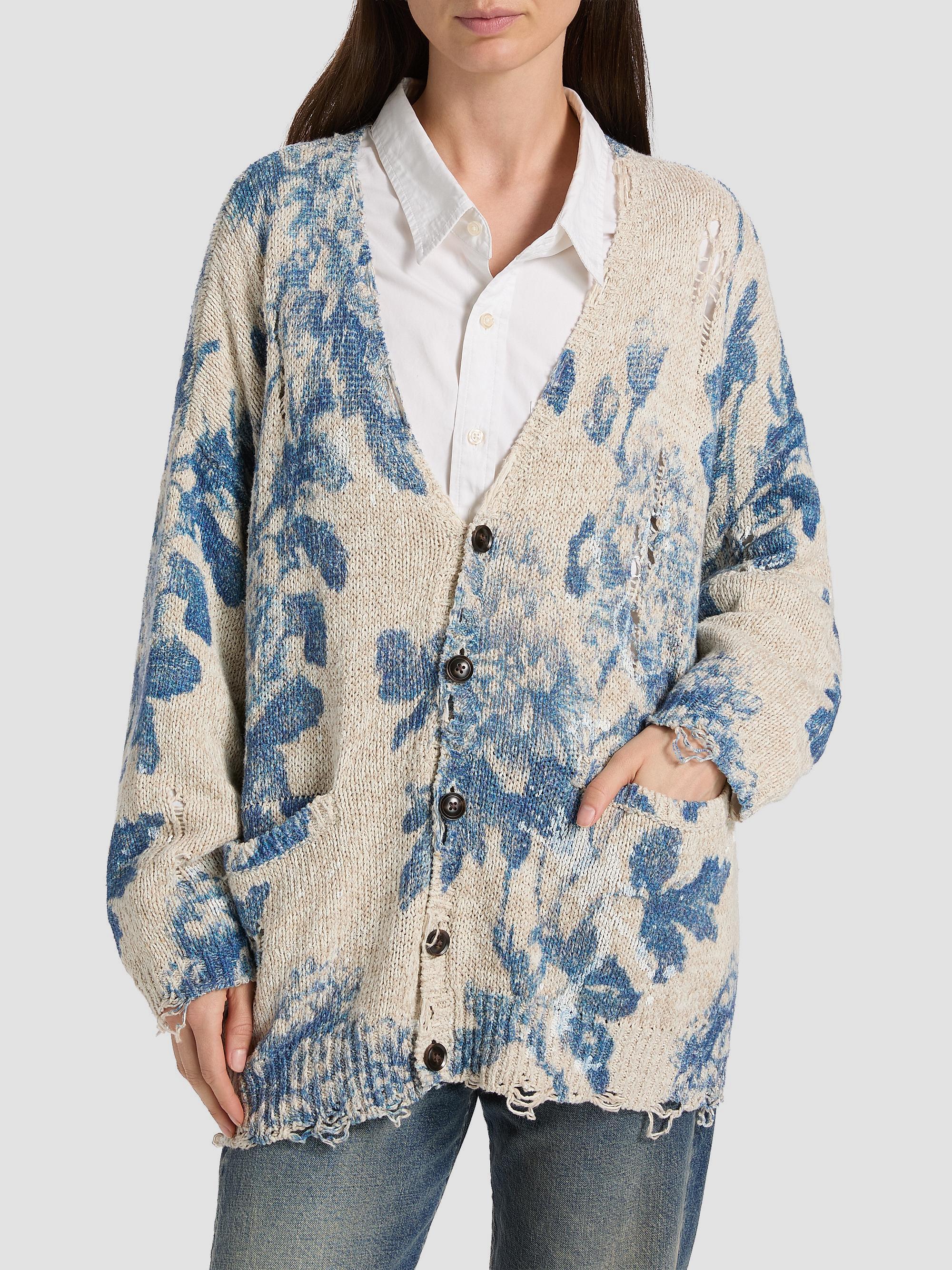 R13 Floral Linen-Cotton Blend Oversized Cardigan | Saks Fifth Avenue