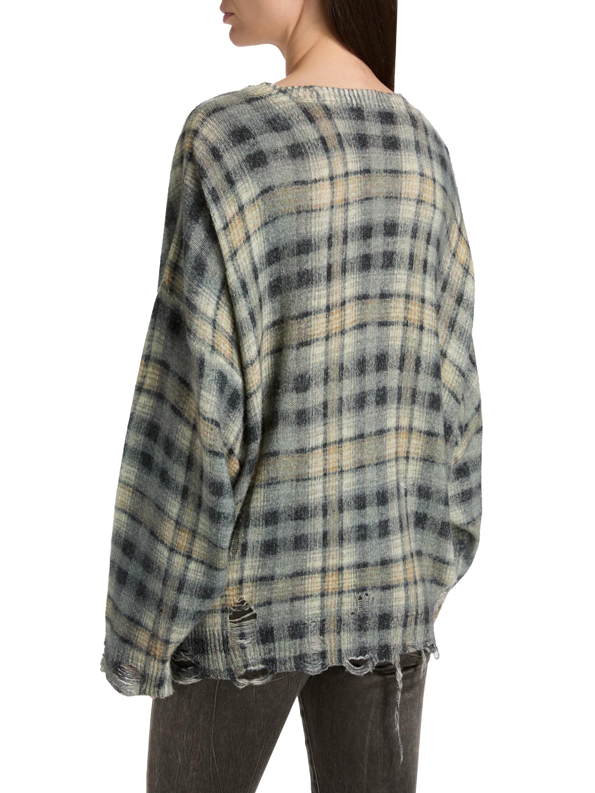 R13 Women's Plaid Wool-Cashmere Oversized Cardigan - Grey Black Plaid | Thumbnail 5