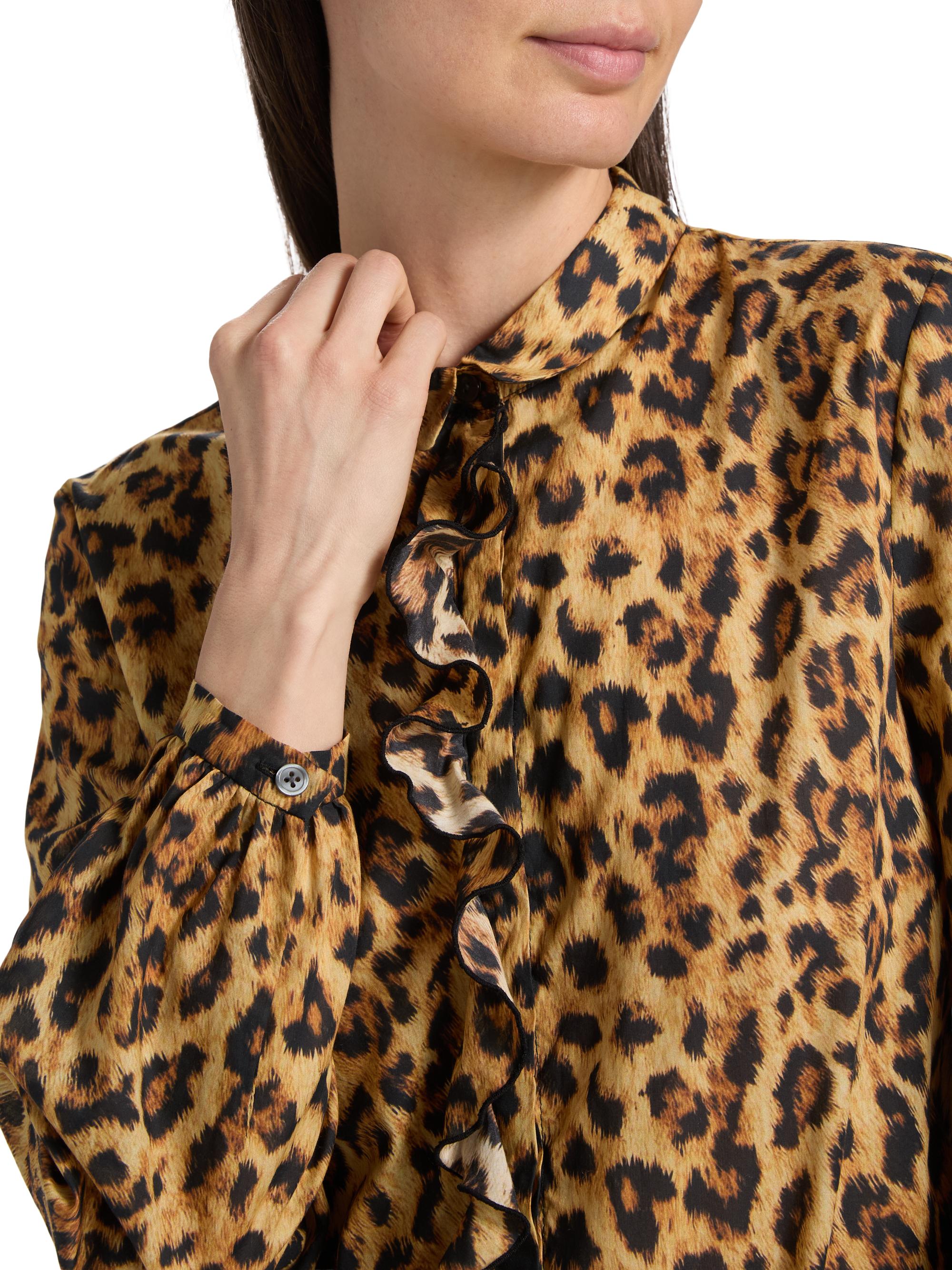 R13 Women's Leopard-Print Ruffle-Trim Cotton Blouse - Yellow Cheetah | Thumbnail 6
