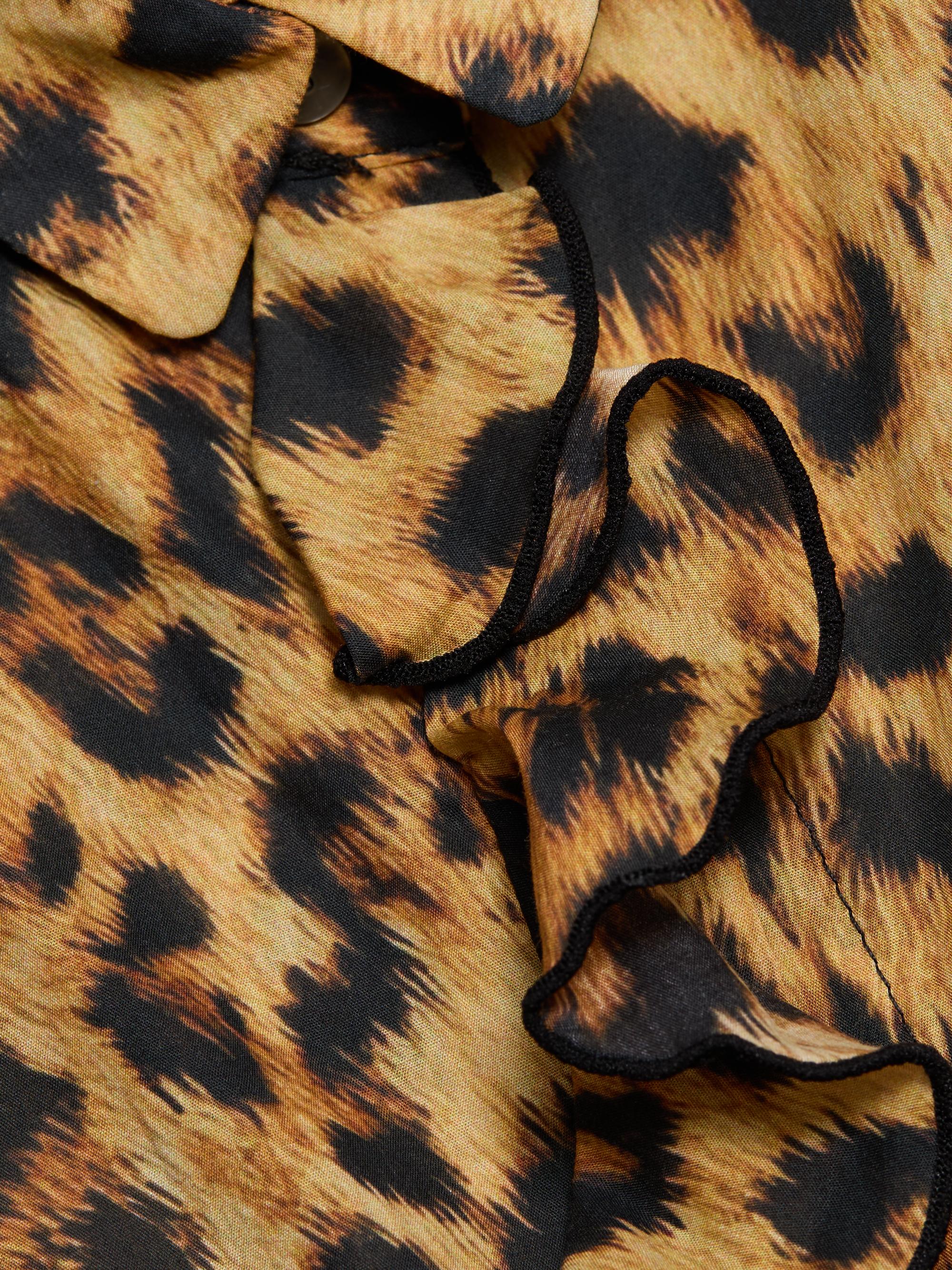 R13 Women's Leopard-Print Ruffle-Trim Cotton Blouse - Yellow Cheetah | Thumbnail 7