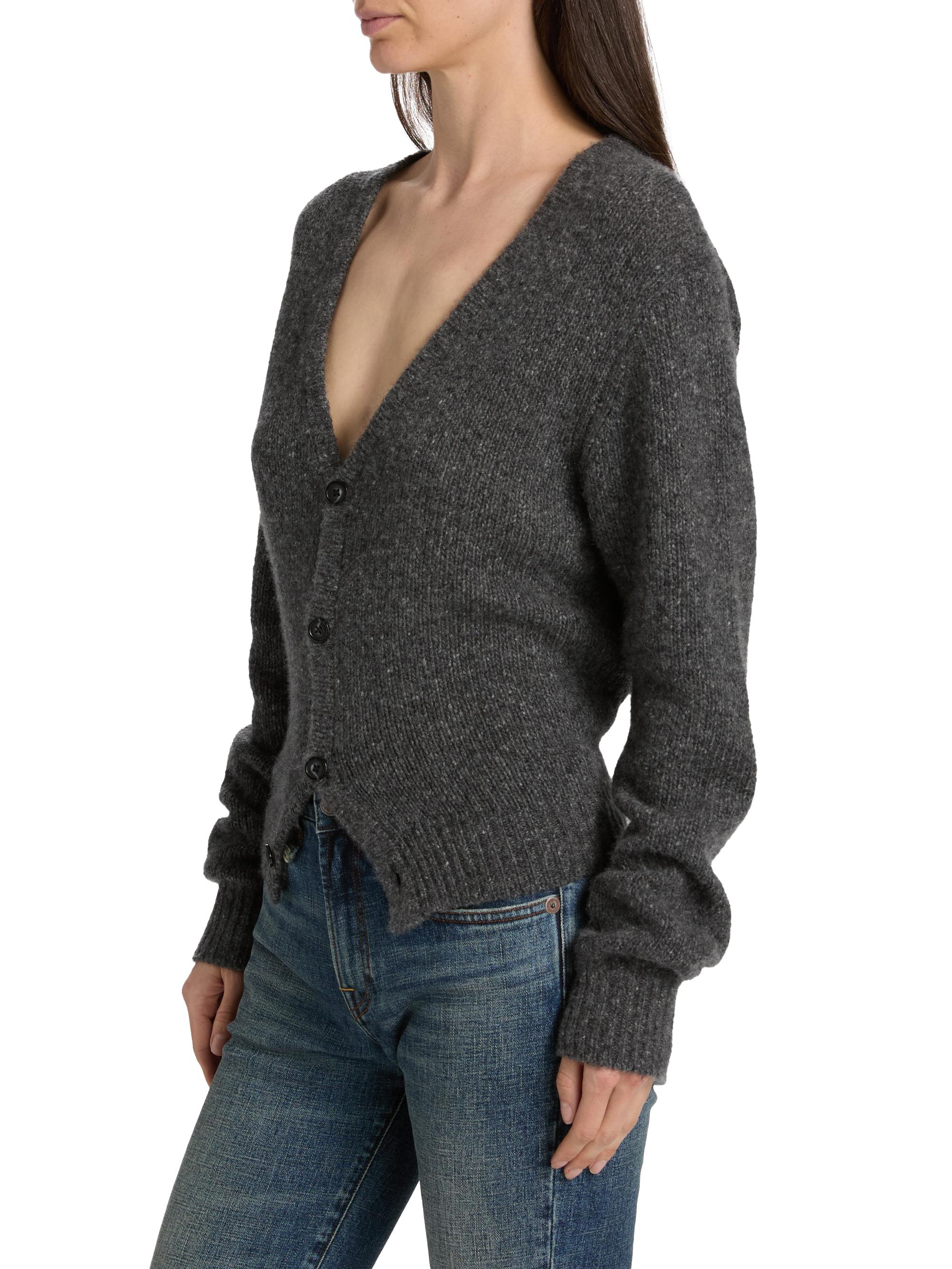 R13 Women's Cashmere Split-Hem Cardigan - Charcoal Grey | Thumbnail 4