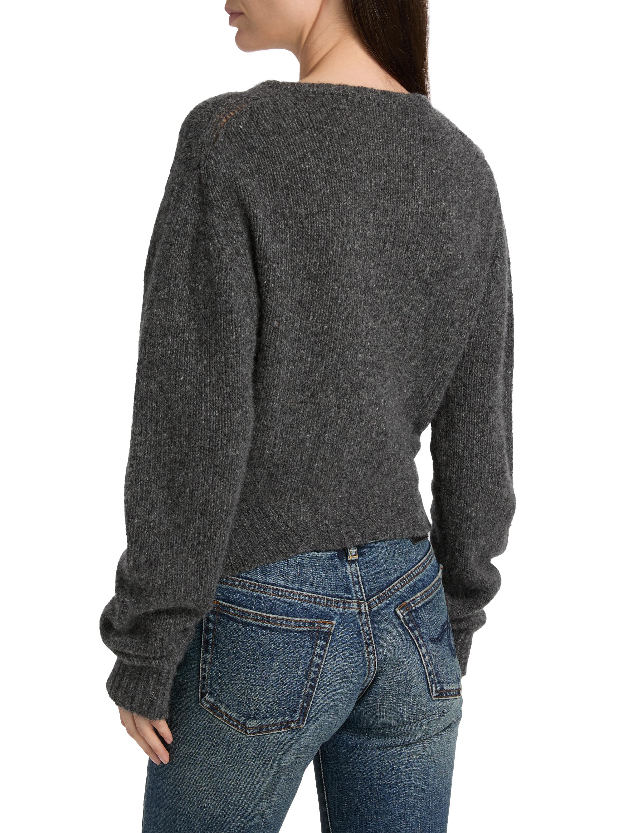 R13 Women's Cashmere Split-Hem Cardigan - Charcoal Grey | Thumbnail 5