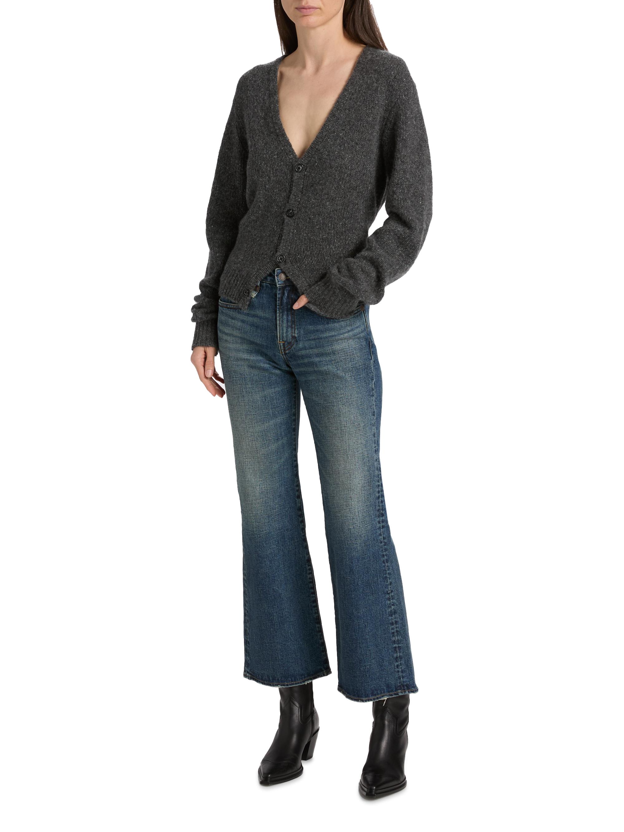 R13 Women's Cashmere Split-Hem Cardigan - Charcoal Grey | Thumbnail 2