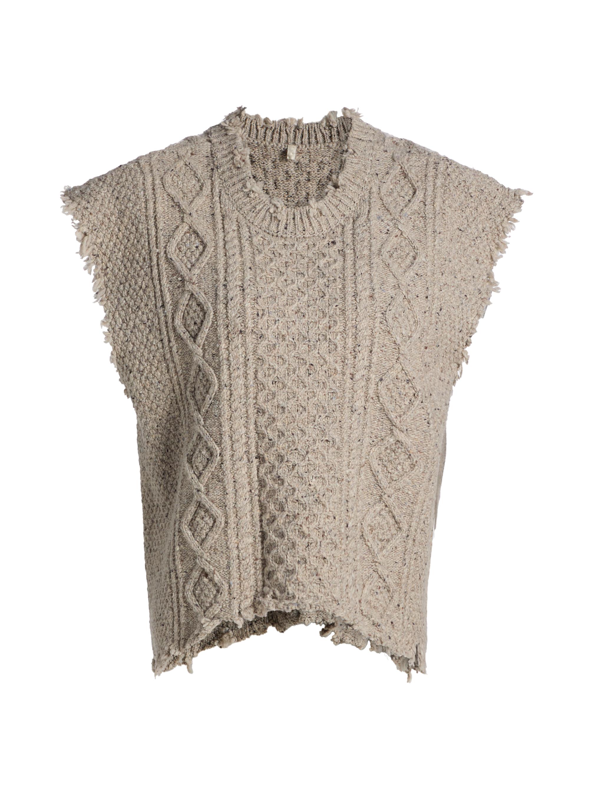 R13 Women's Boyfriend Cable-Knit Wool-Blend Sweater Vest - Light Heather Grey Tweed