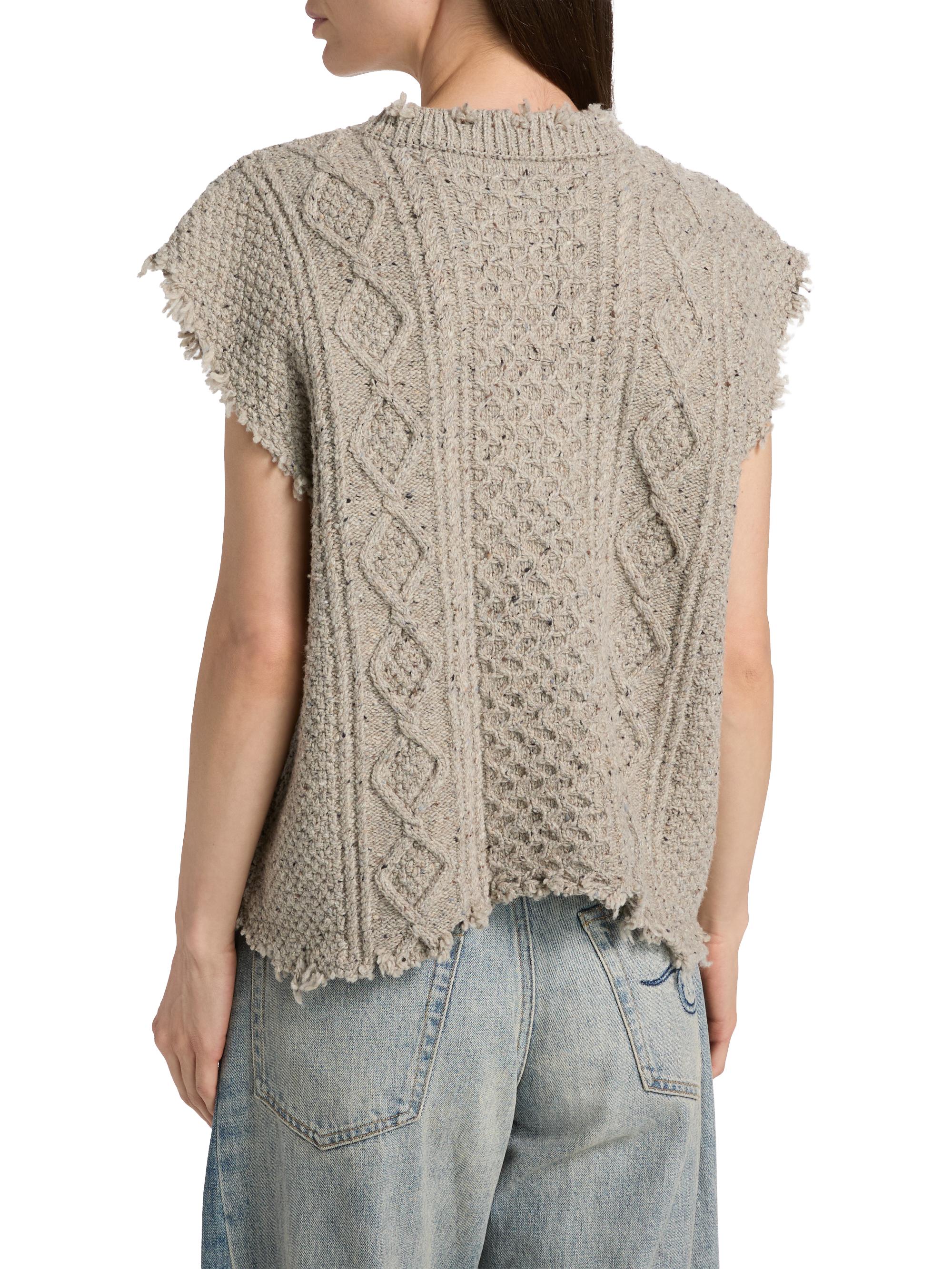 R13 Women's Boyfriend Cable-Knit Wool-Blend Sweater Vest - Light Heather Grey Tweed | Thumbnail 5