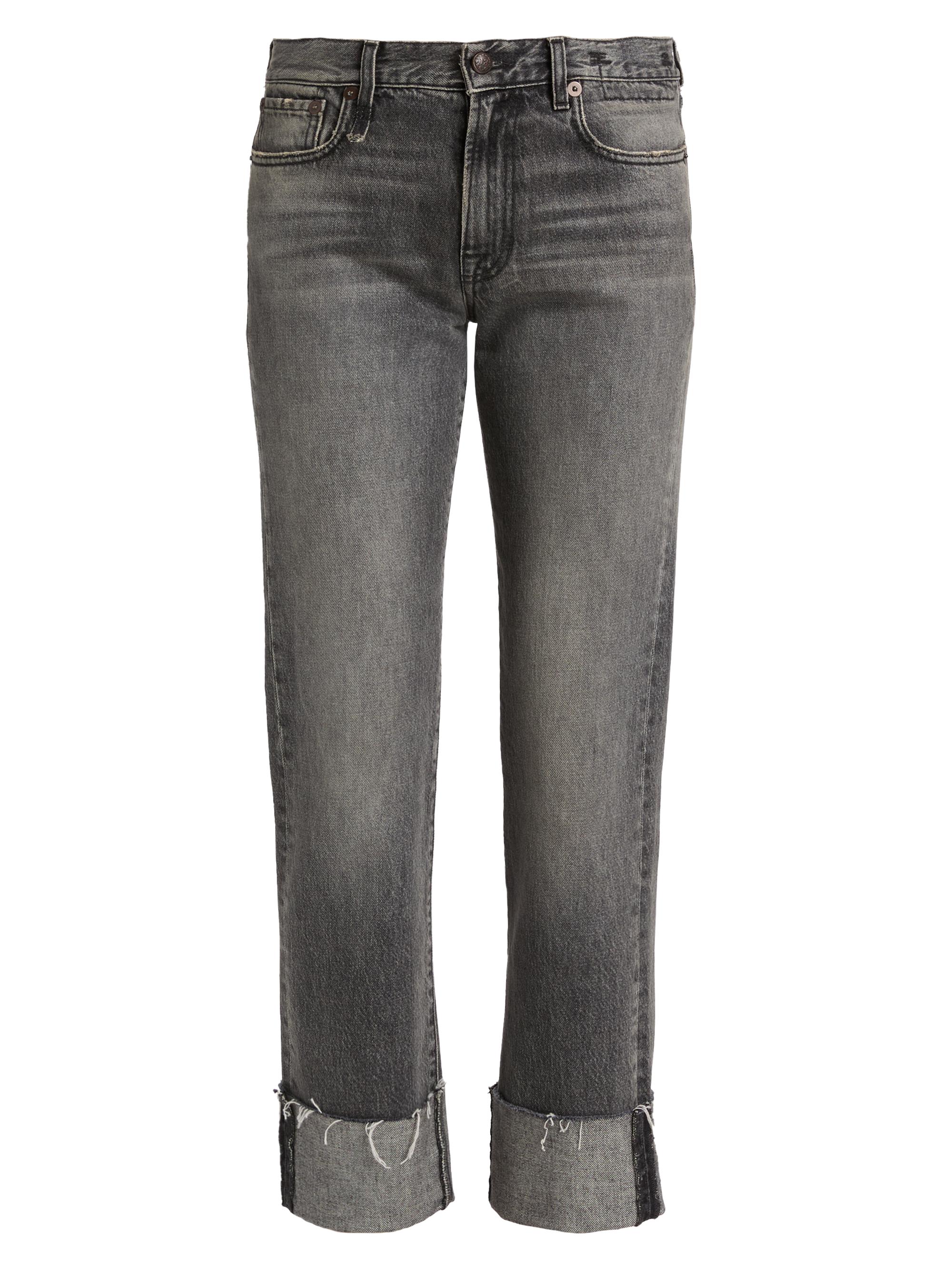 R13 Women's Romeo Cuffed Hem Cotton Straight-Leg Jeans - Leyton Black