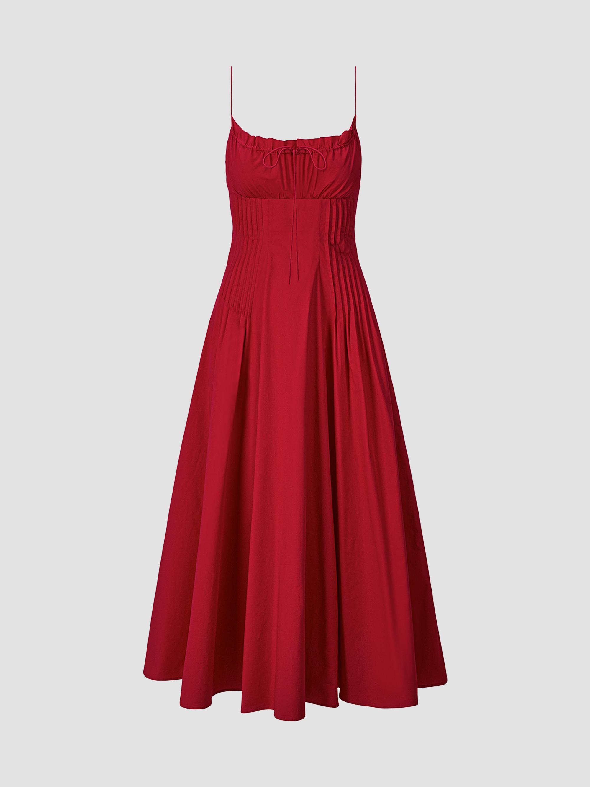 Staud Women's Margi Cotton Midi Dress - Rouge