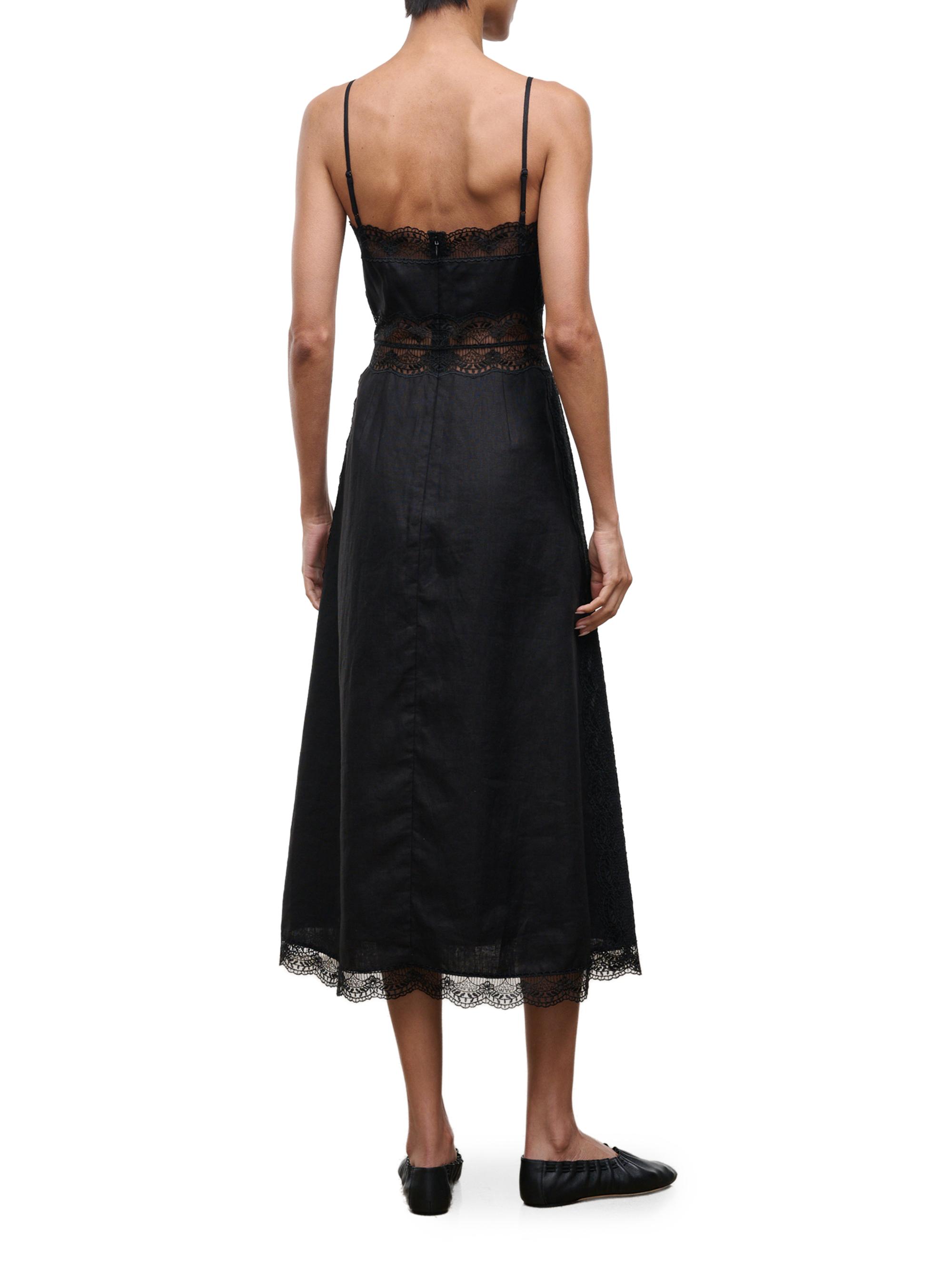 stasia lace trim silk charmeuse midi dress Reformation Stasia Lace-Trimmed Silk Charmeuse Midi Dress In Navy - 60% Off