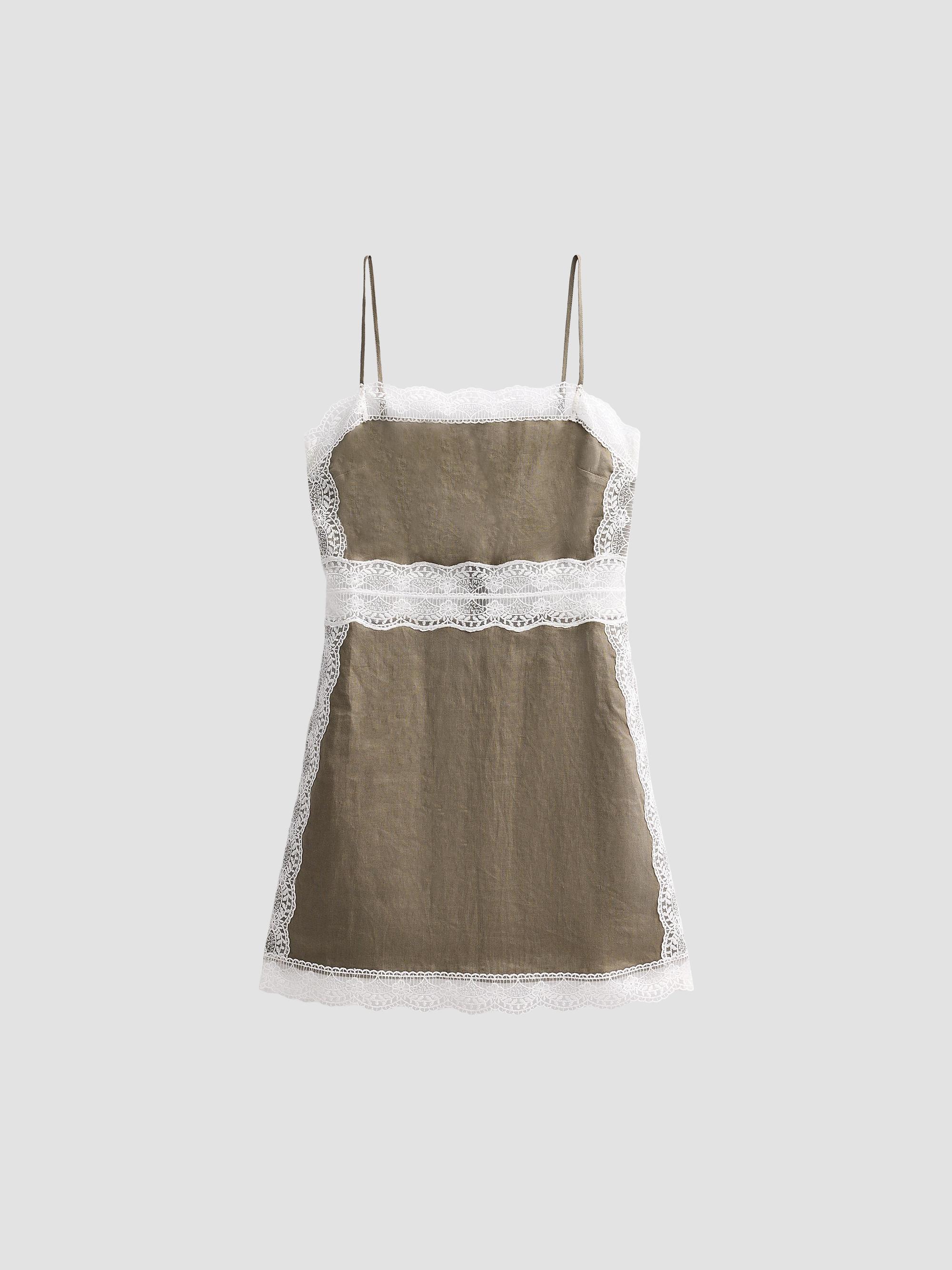 Staud Women's Amalina Lace-Trim Linen Minidress - Thyme | Thumbnail 6