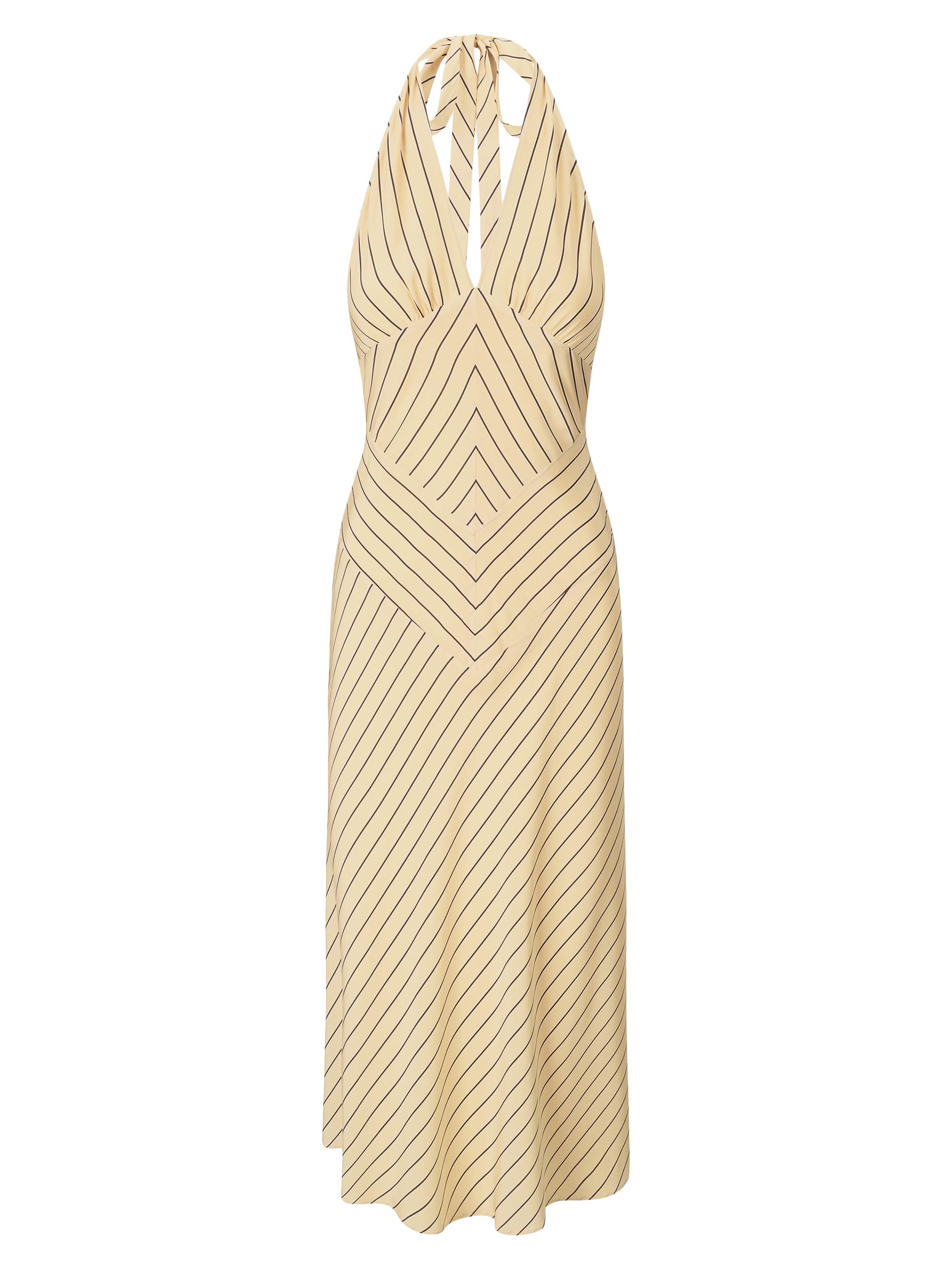 Staud Women's Louise Striped Silk Halter Midi-Dress - Monday Stripe